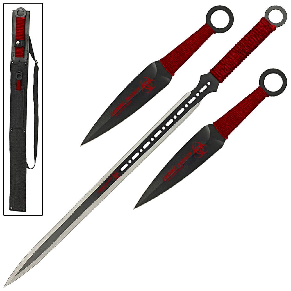 Red Guardian Ninja Sword and Kunai /