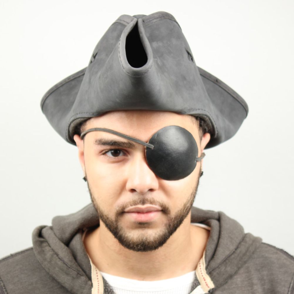 Leather Handmade Dark as Night Pirate Eye Patch 