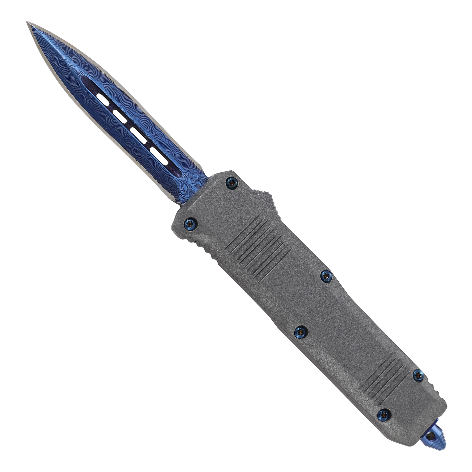 ALLAROUNDxlynch.悠介COLLABORATIONminipouch Clean Slate Blue Damascus Steel Spear Point Compact OTF Knife