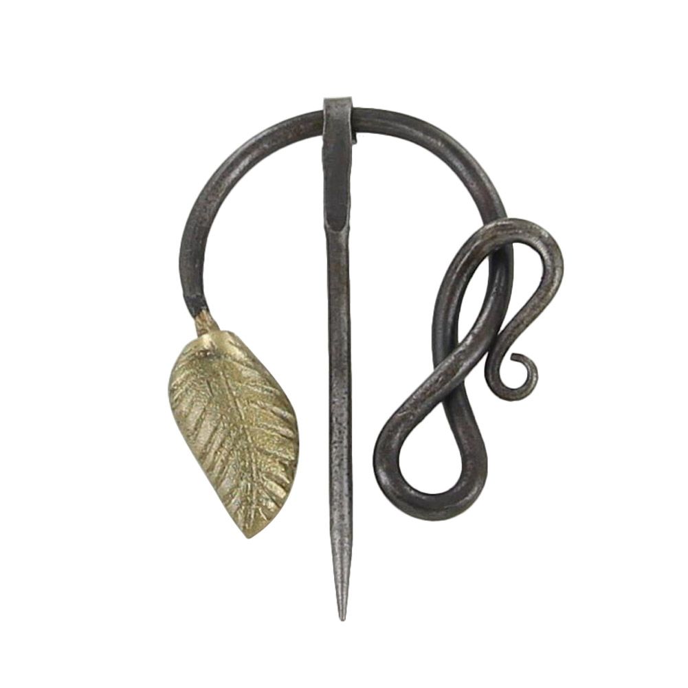 Set Of 2 Hand - sold Forged Leaf Design Brooch