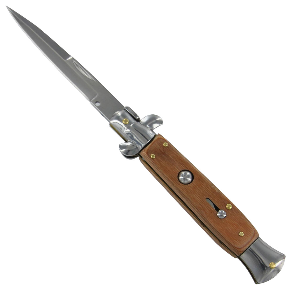 Automatic American Buckskin Stiletto Knife - SwordsSwords.com
