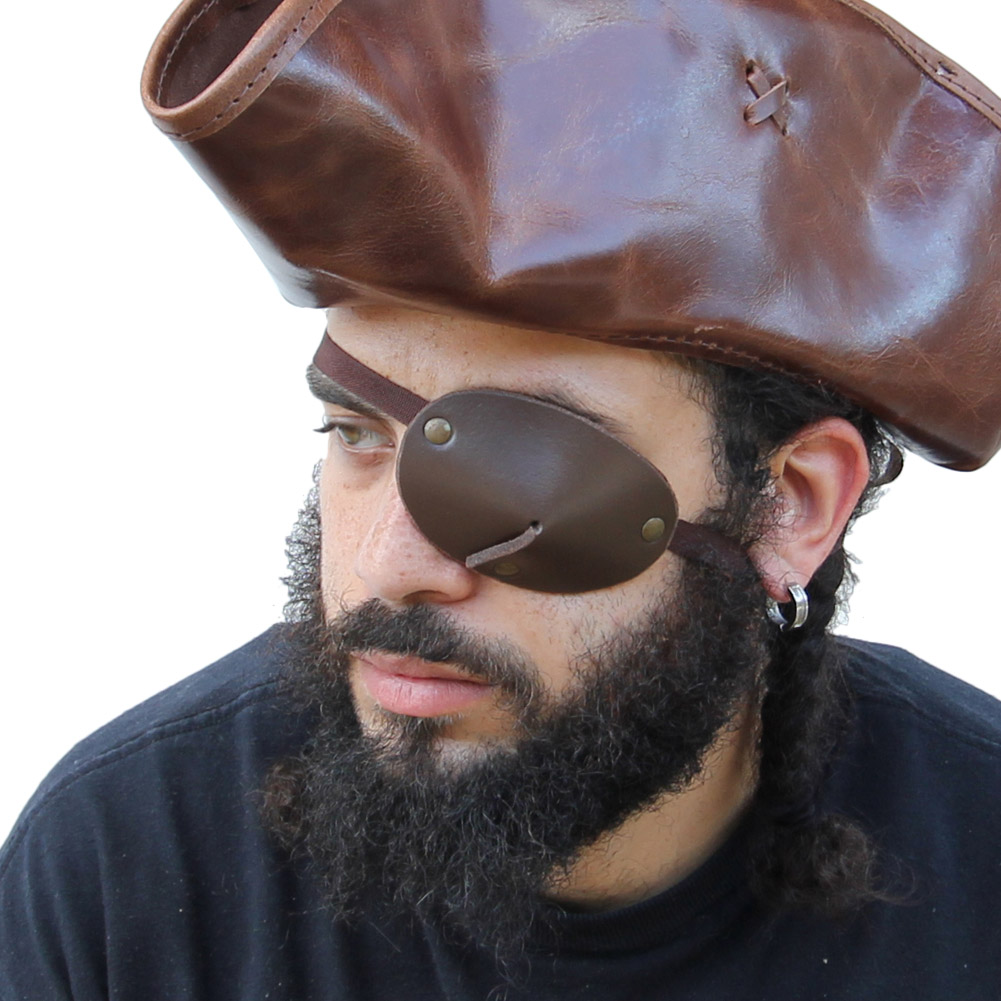 Leather Handmade Dark as Night Pirate Eye Patch 