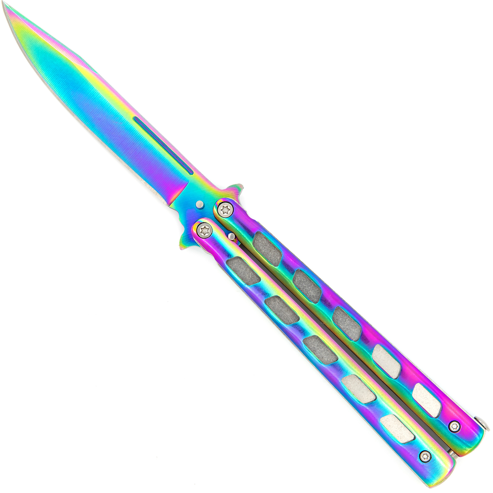 BS35 Rainbow Warrior Sunrise Butterfly Knife | Titanium | Clip Point-img-0