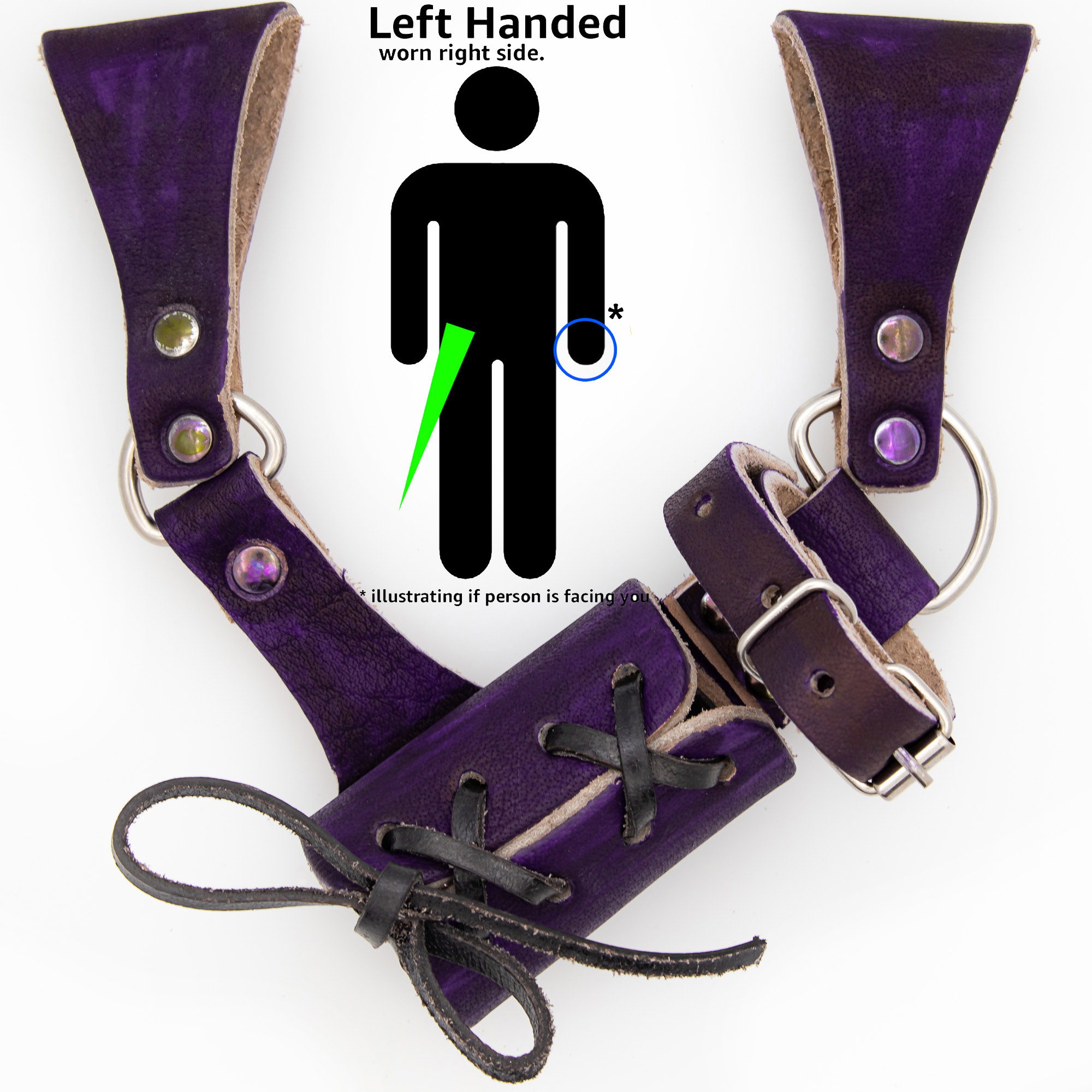 RPLE Left-Handed Universal Adjustable Bovine Leather Sword Frog | Purple-img-0