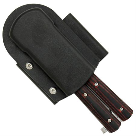 BS49 Micarta Simple Butterfly Red & Black Knife w/ ABS Belt Holster-img-3