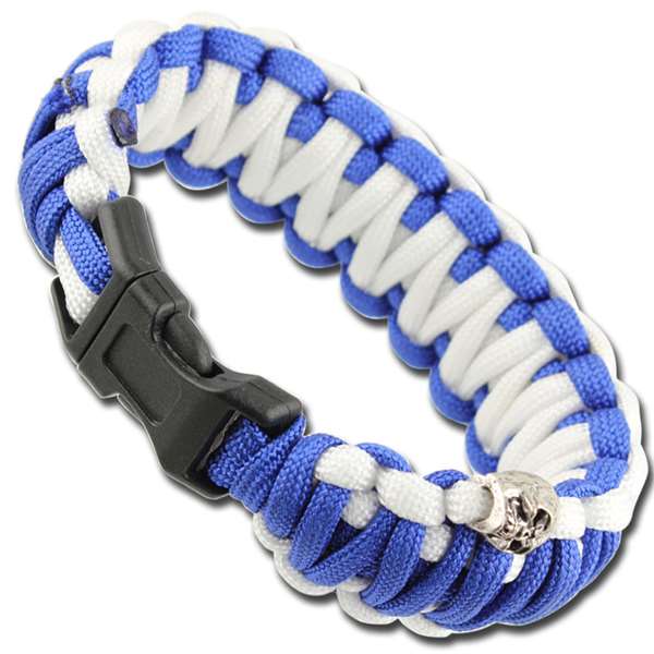 Z860 Skullz Survival Military Paracord Bracelet-Blue & White-img-0