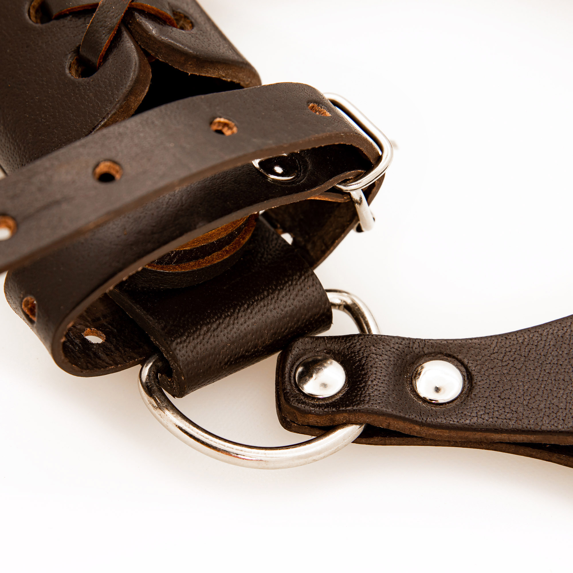 8LBR Left-Handed Universal Adjustable Bovine Leather Sword Frog | Brown-img-1