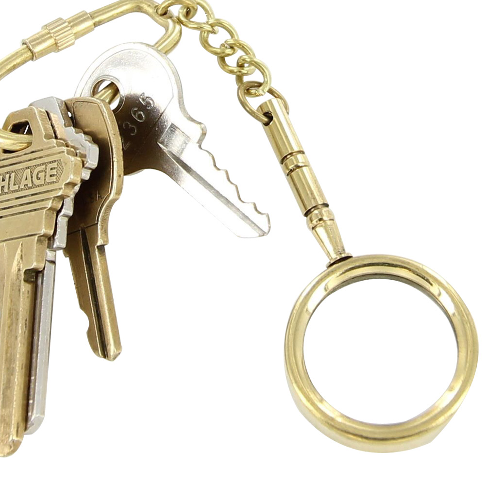 1403 Tiny Explorer Genuine Brass Magnifying Keychain-img-2