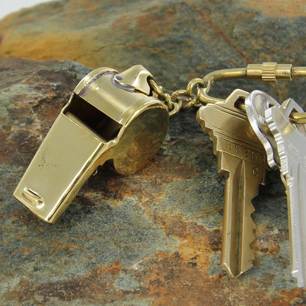 1414 Functional Ruckus Brass Whistle Keychain-img-0