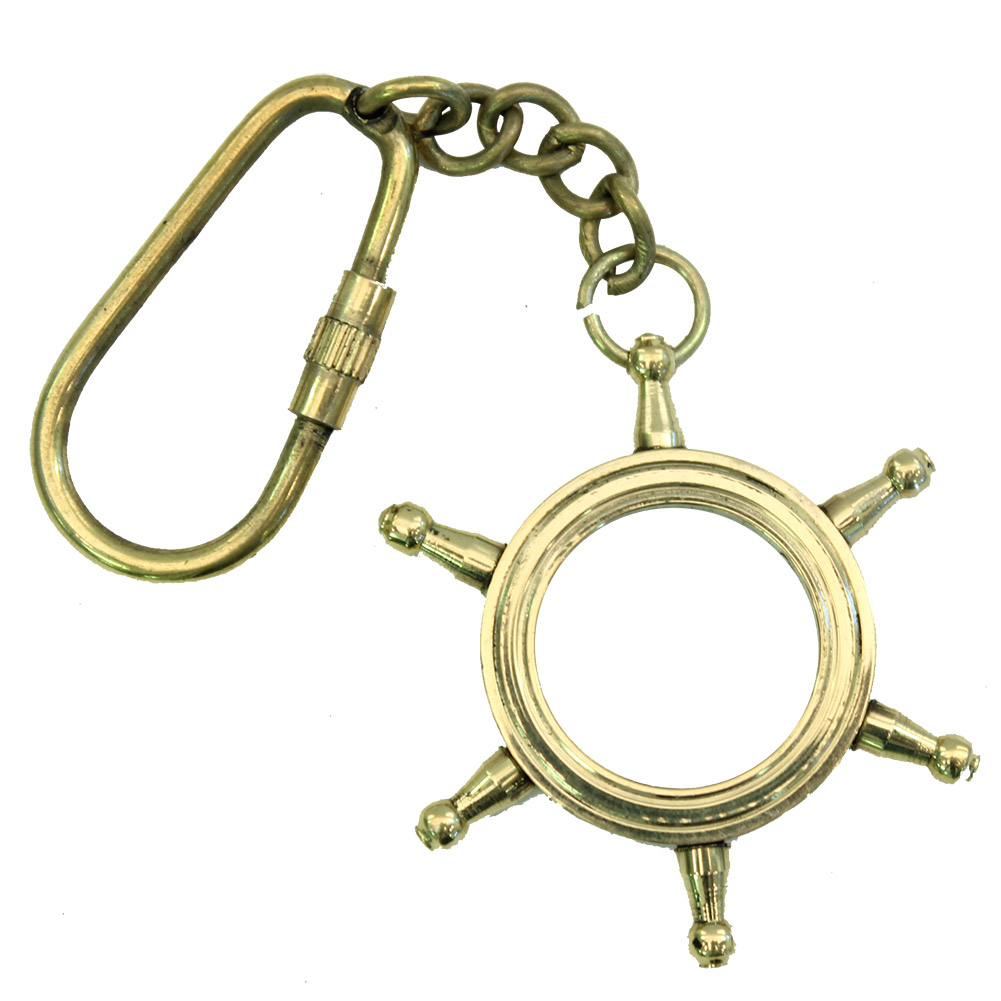 1405 USS Constitution Sailor Wheel Brass Magnifying Keychain-img-1