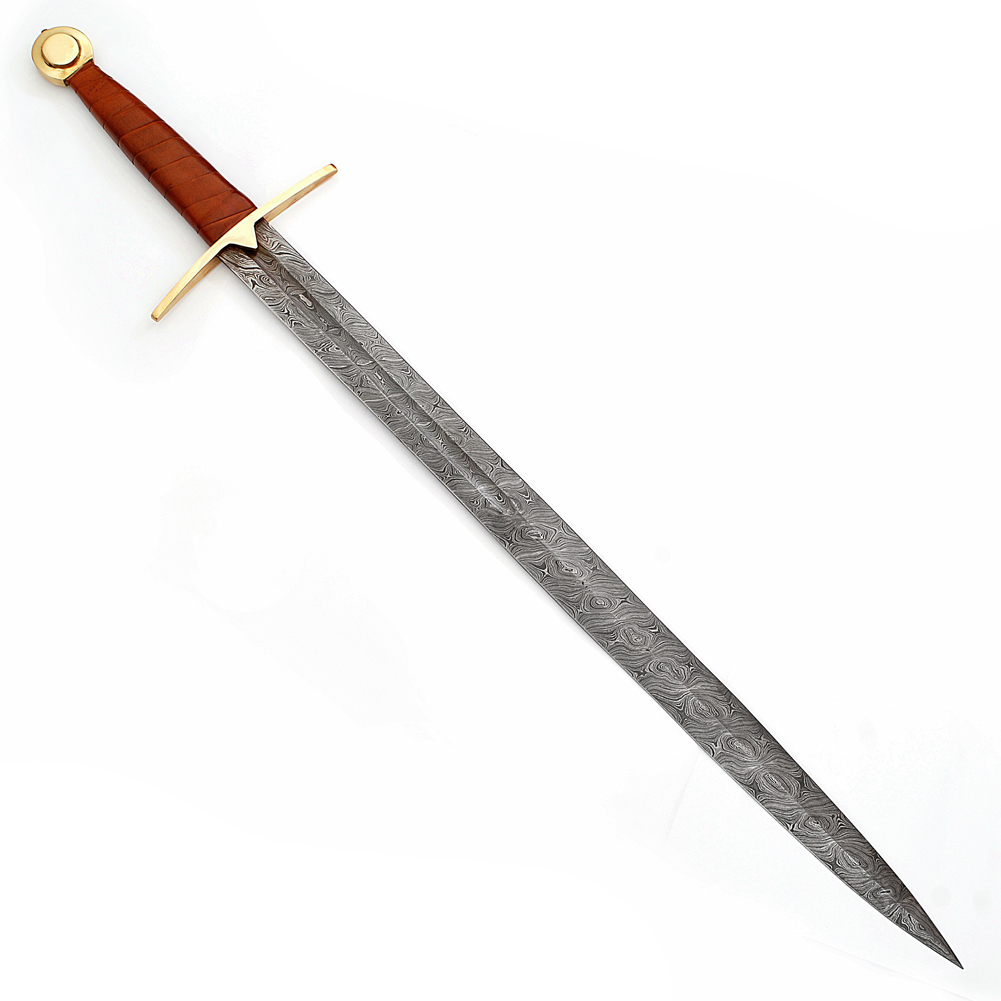 2186 Full Tang Wolfskin Raider Damascus Steel Viking Sword-img-4