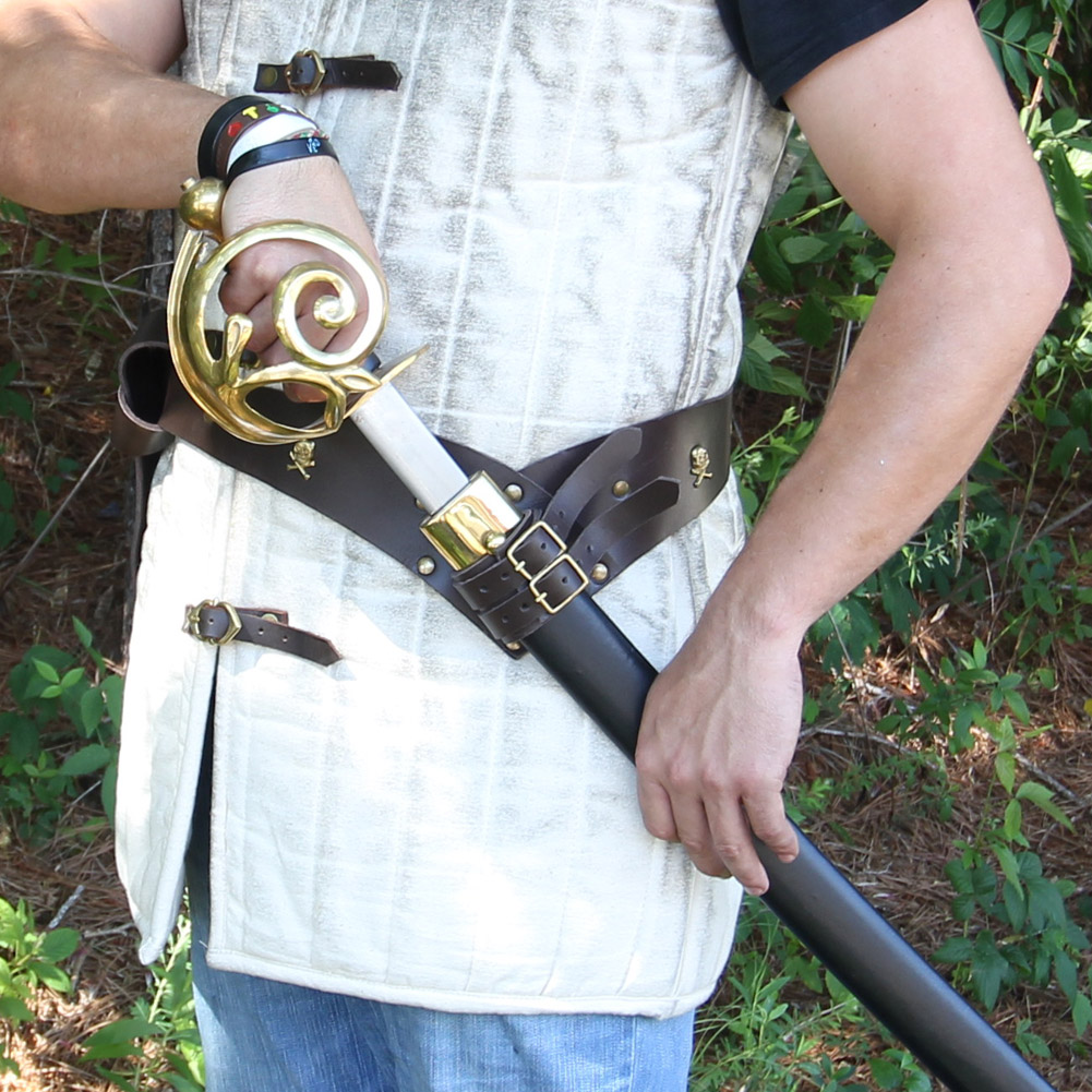 0761 Leather Medieval Sword Frog Pirate Cutlass Belt Hanger-img-2