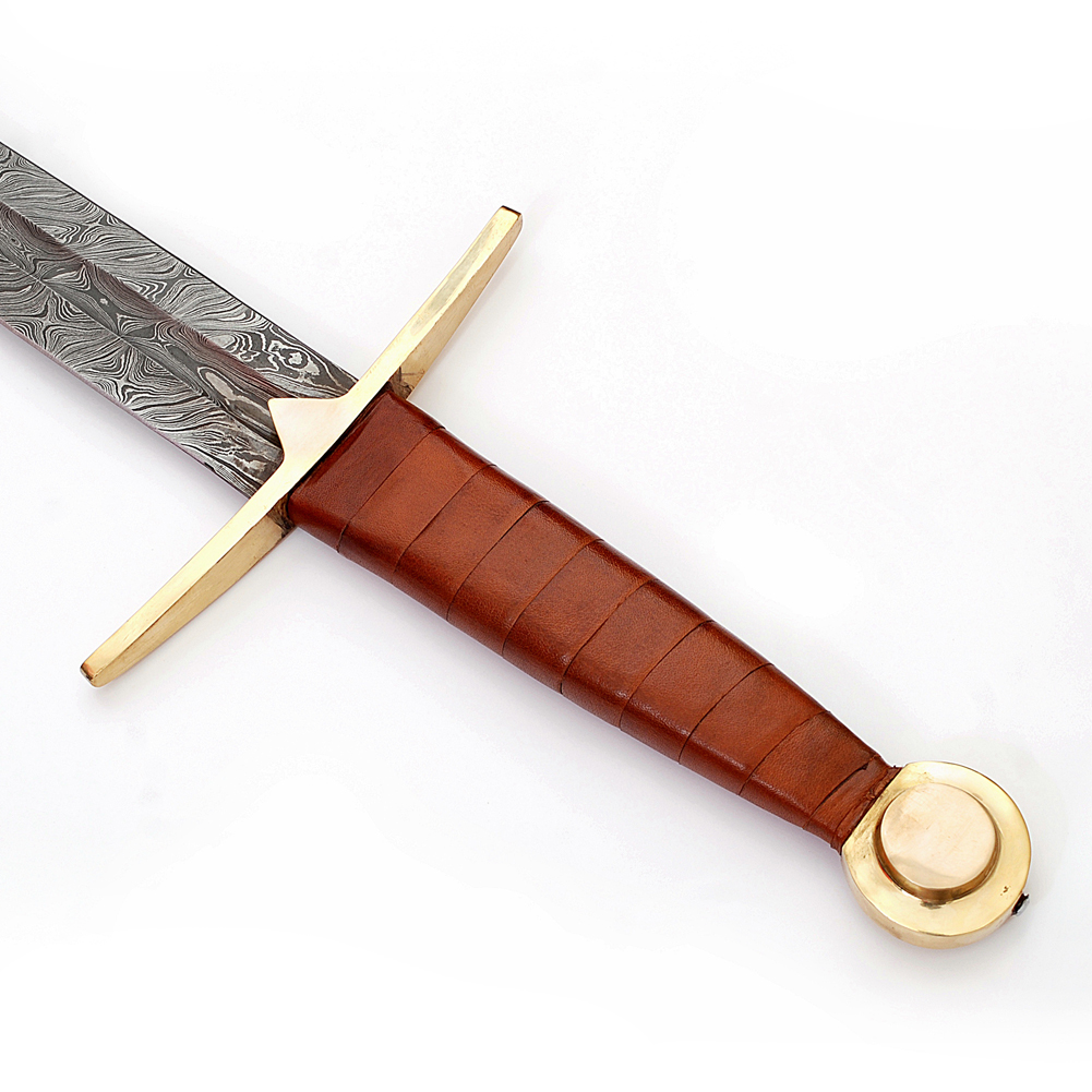 2186 Full Tang Wolfskin Raider Damascus Steel Viking Sword-img-2