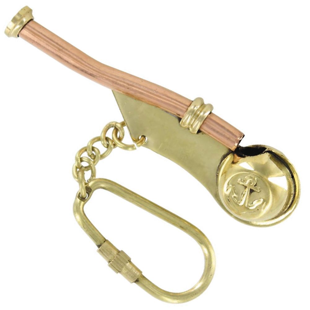1417 Bosuns Nautical Mariner Whistle Brass Keychain-img-3