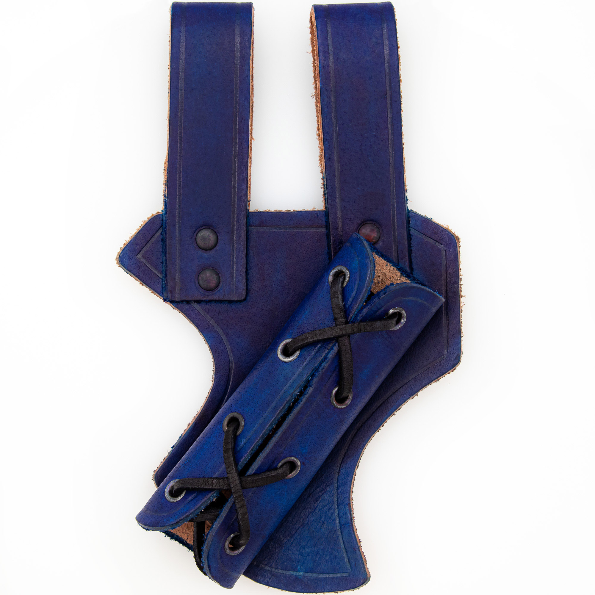 BLUE Left-Handed Nottingham Universal Genuin Leather Dagger Sword Frog Blue-img-0