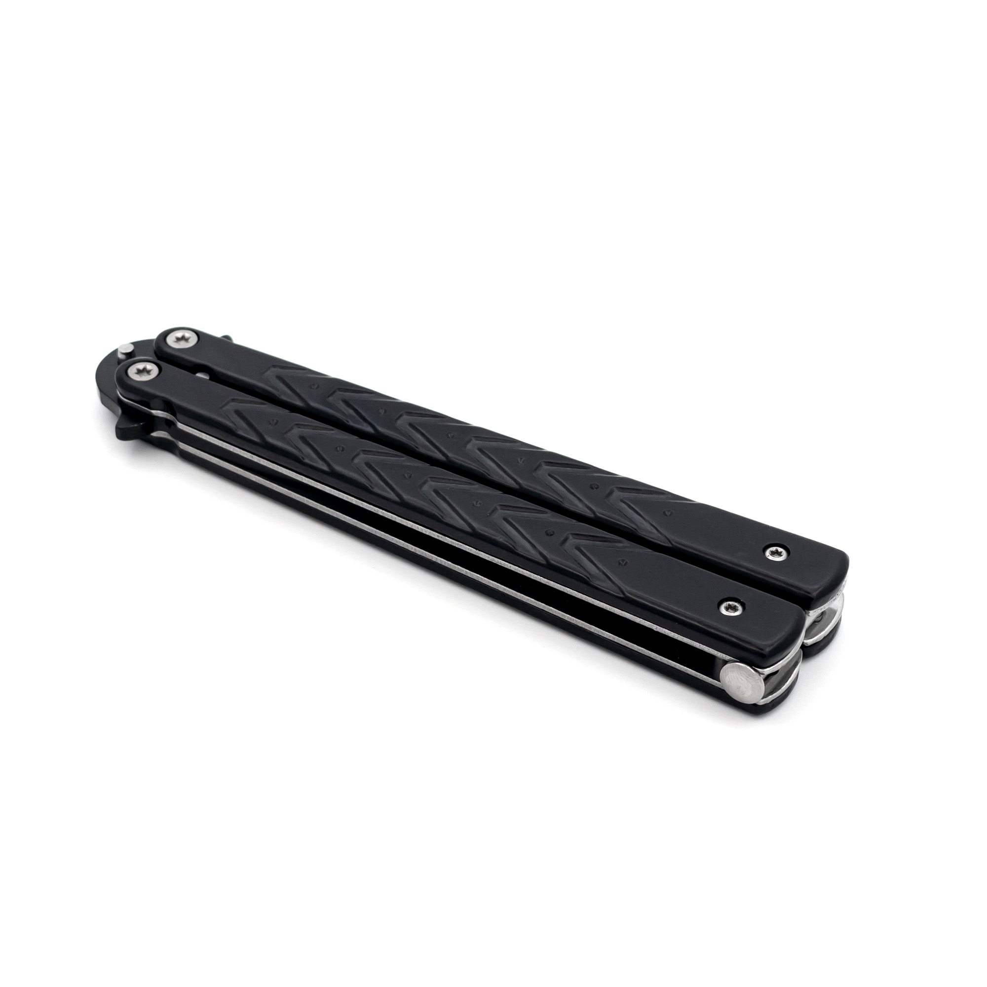 BS47 Black Butterfly Balisong Knife with Hard ABS Sheath | Spey Point Blade-img-3