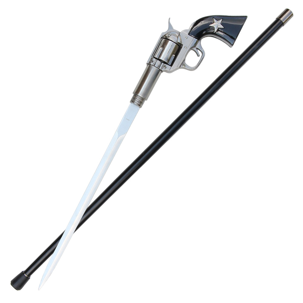9018 Quickdraw Outlaw Colt 45 Sword Cane w/ Free-Spinning Chamber-img-0