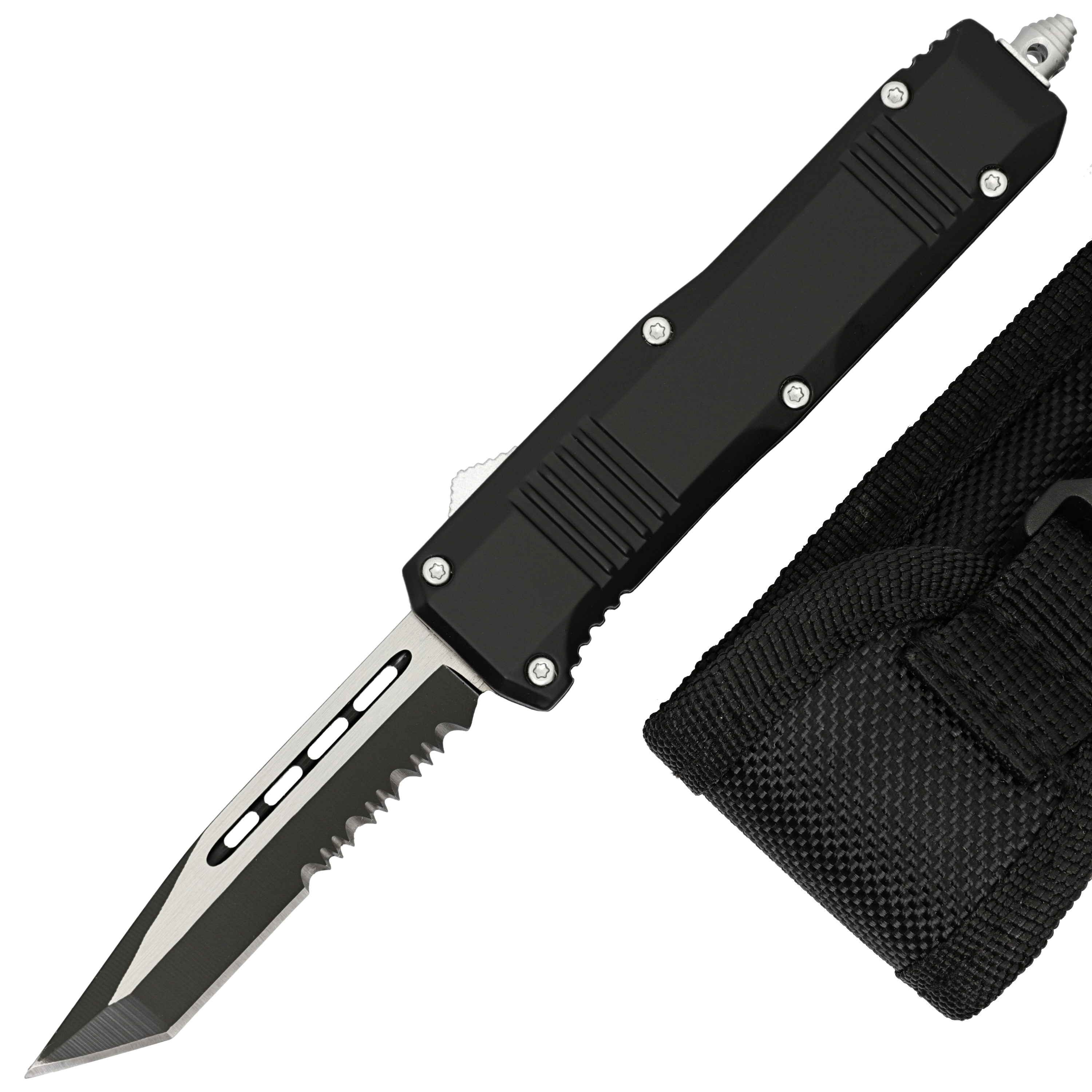 2642 Automatic Blackout OTF Out the Front Knife w/ Textured Handle-img-1
