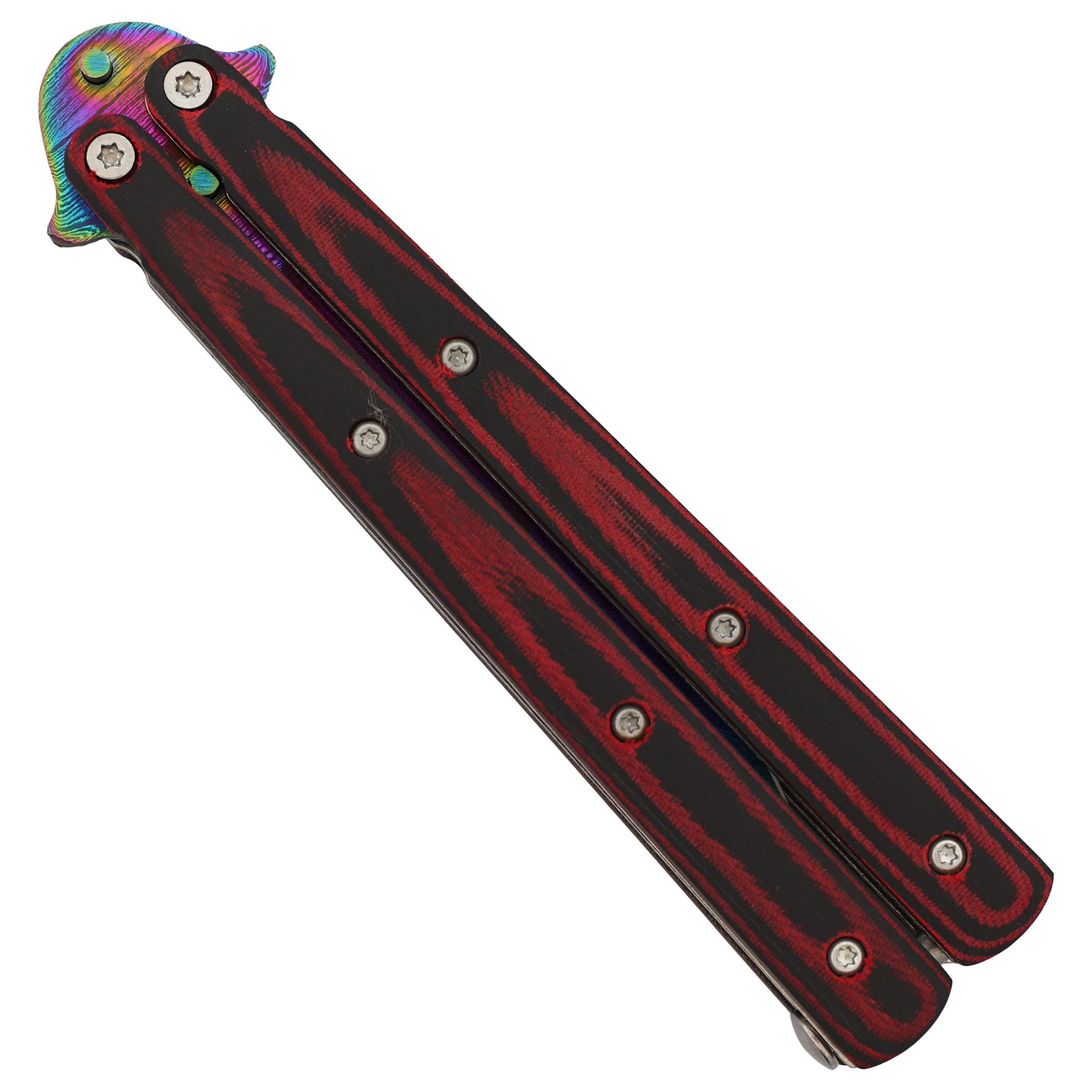 49D3 Micarta Simple Butterfly Red & Black Knife w/ ABS Belt Holster-img-3