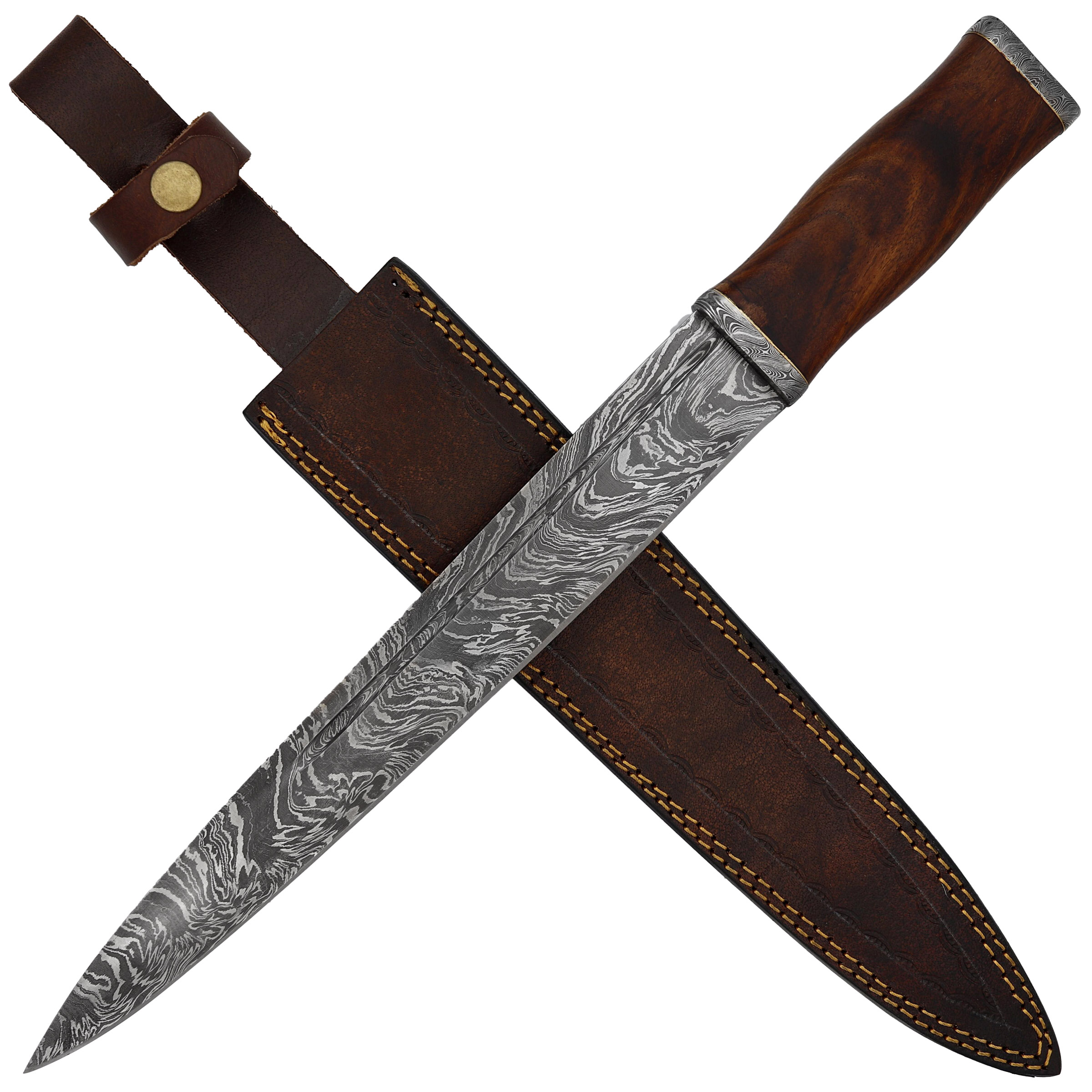 3173 Hometown Drop Point Damascus Steel Blade Hunting Camping Dagger Knife-img-0