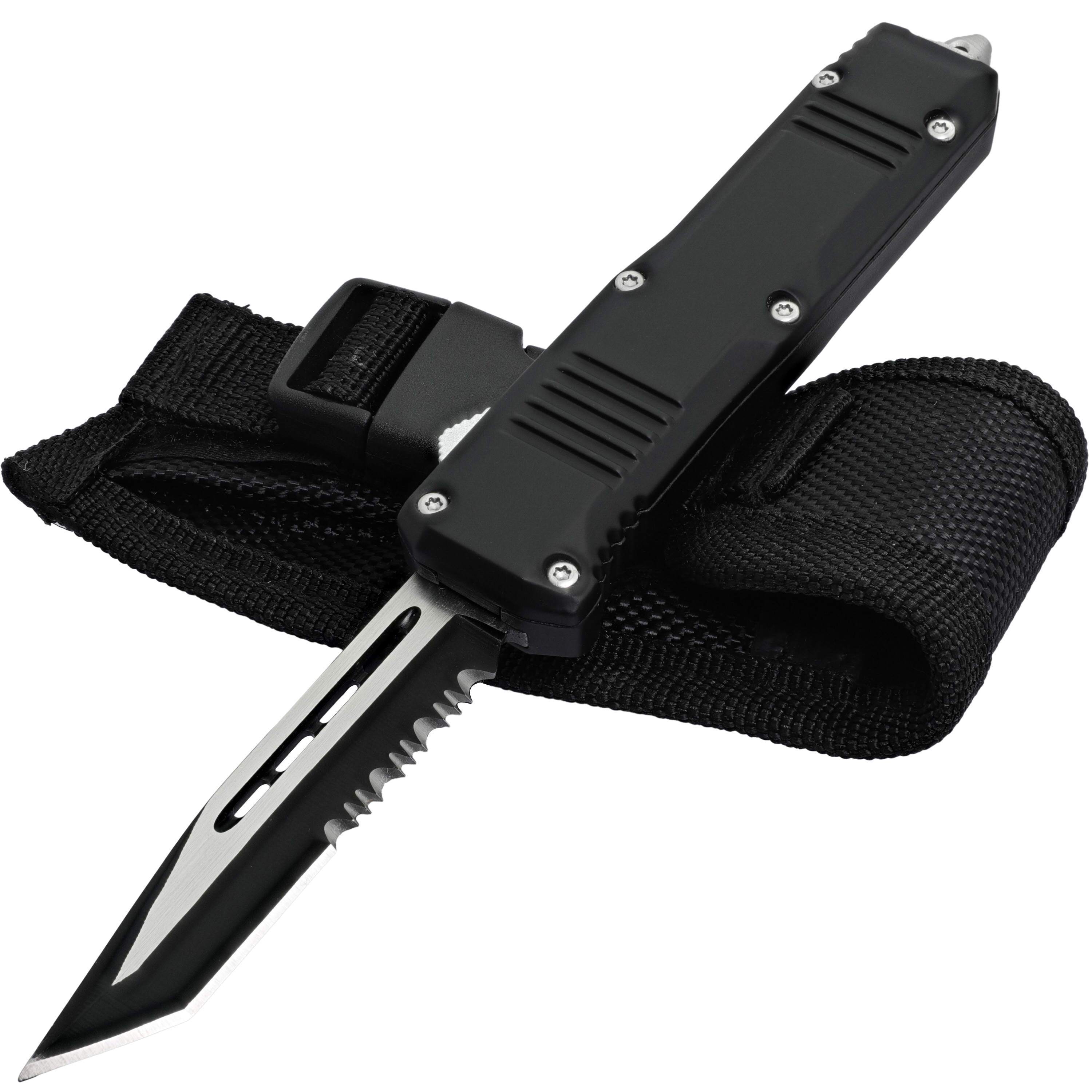 2642 Automatic Blackout OTF Out the Front Knife w/ Textured Handle-img-0