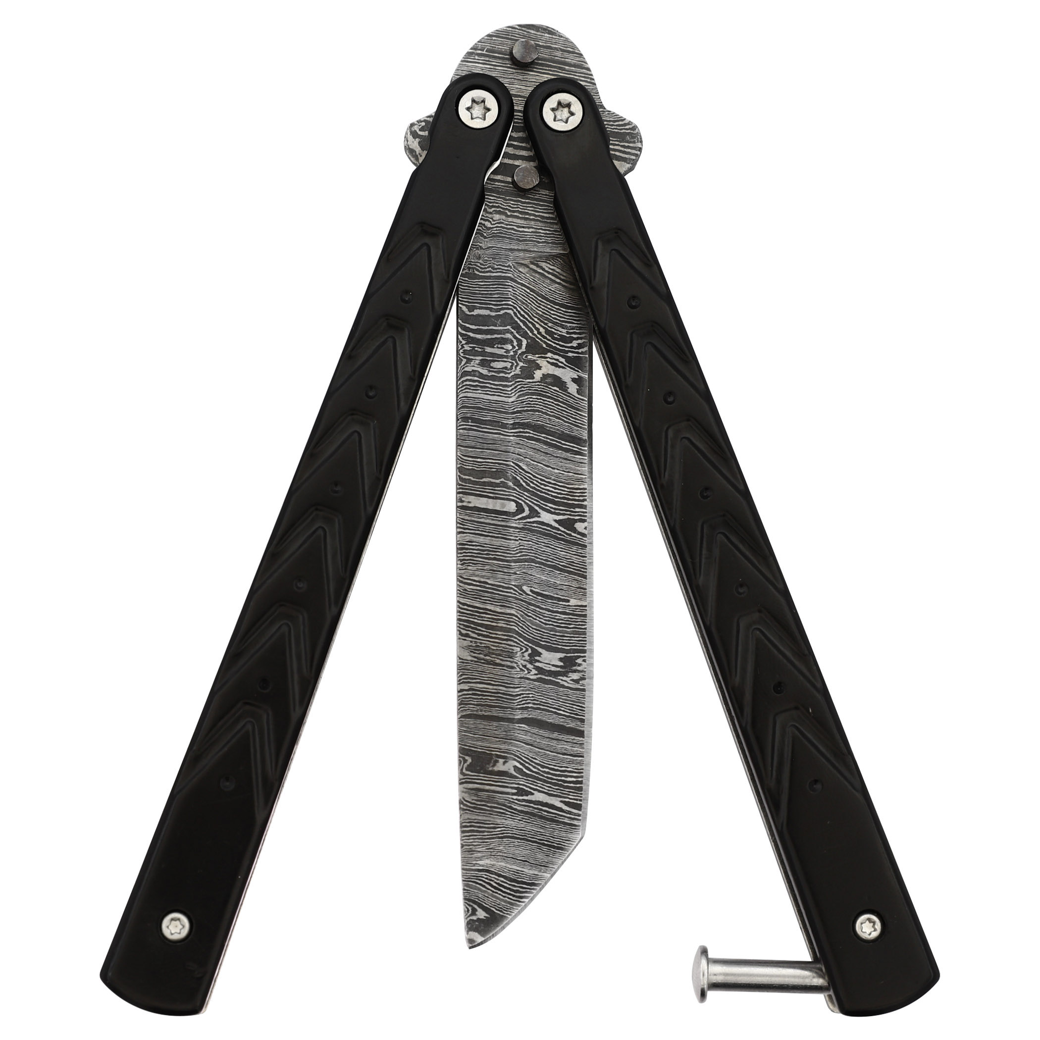 47D2 Black Butterfly Balisong Knife with Hard ABS Sheath Tanto Point Blade-img-4