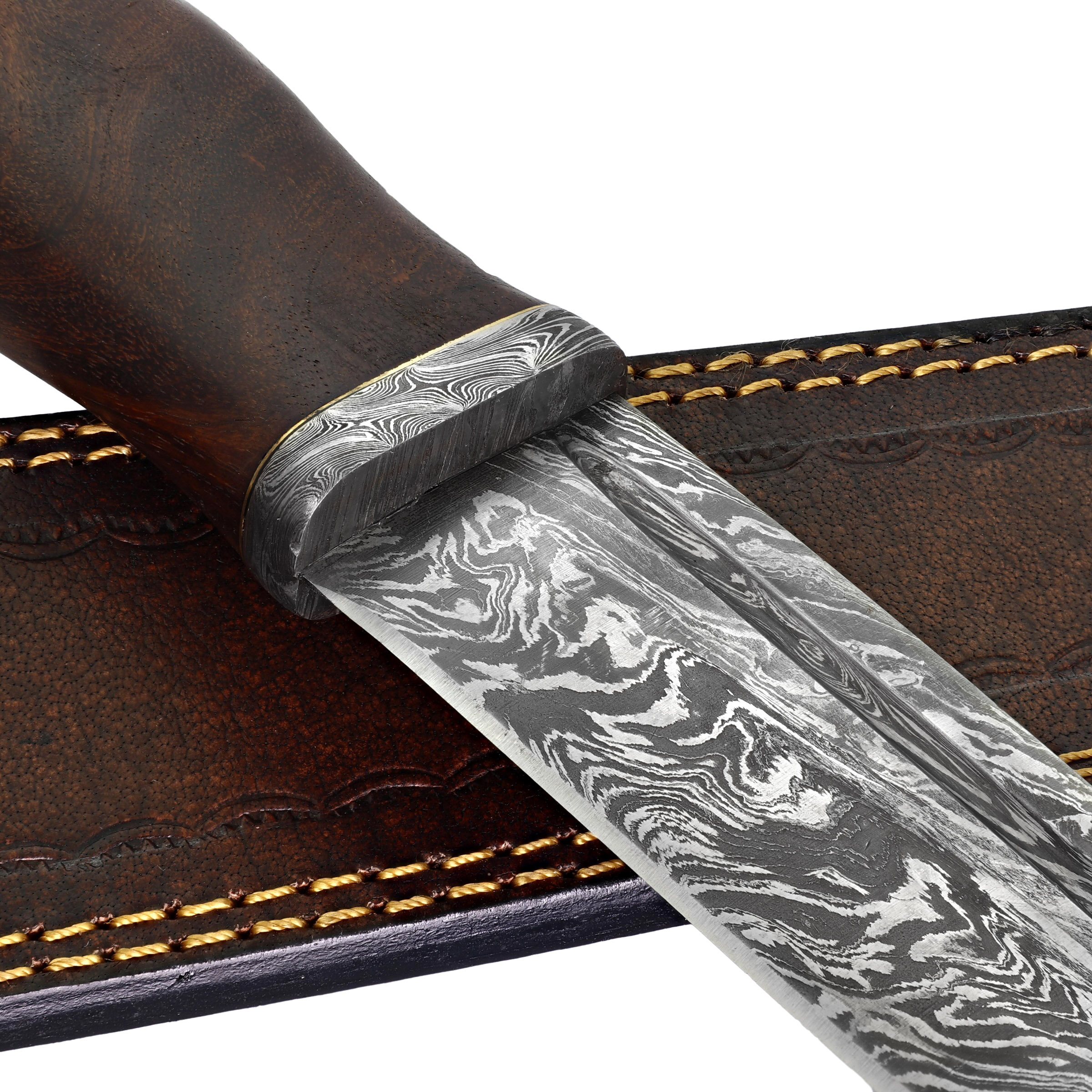 3173 Hometown Drop Point Damascus Steel Blade Hunting Camping Dagger Knife-img-2