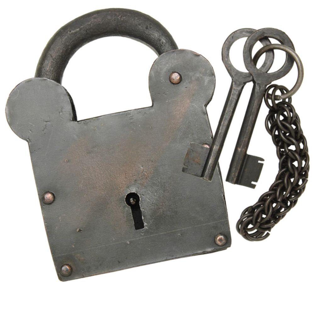 1355 Tower of London Iron Prison Padlock with Keys-img-2
