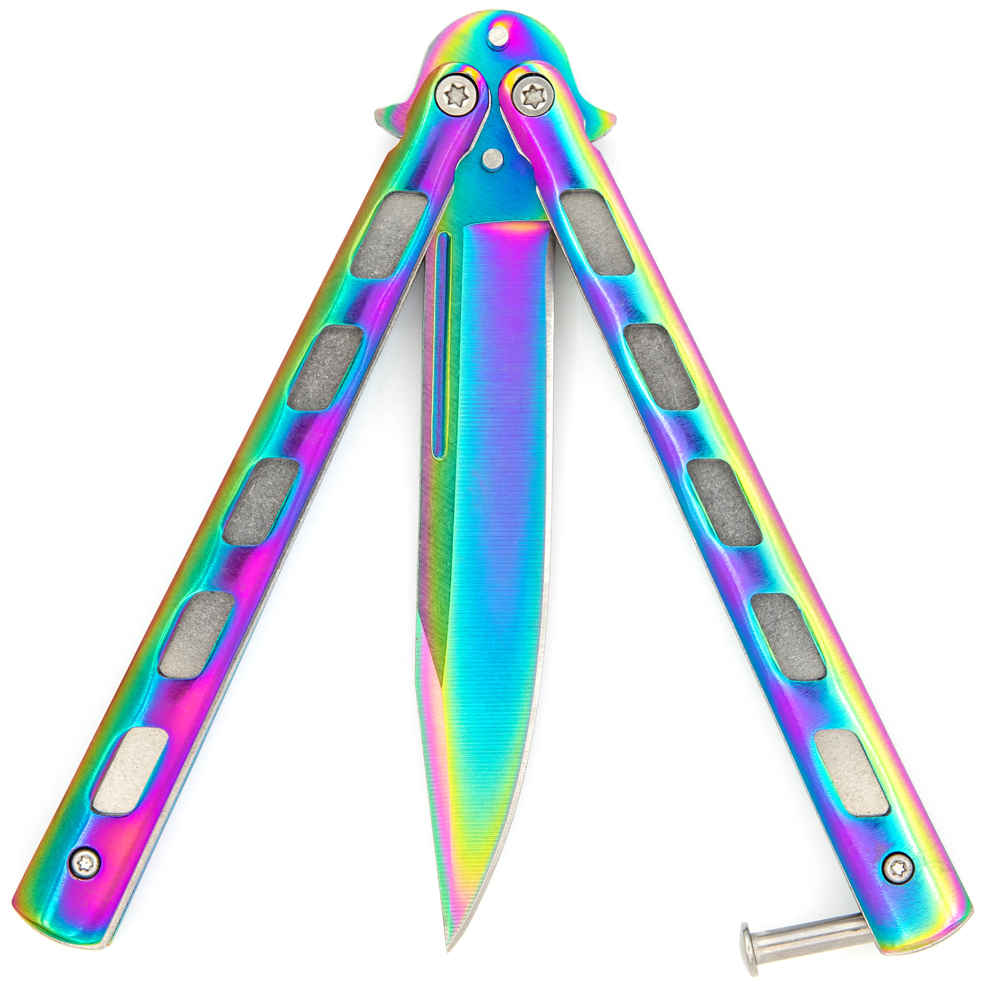 BS35 Rainbow Warrior Sunrise Butterfly Knife | Titanium | Clip Point-img-1