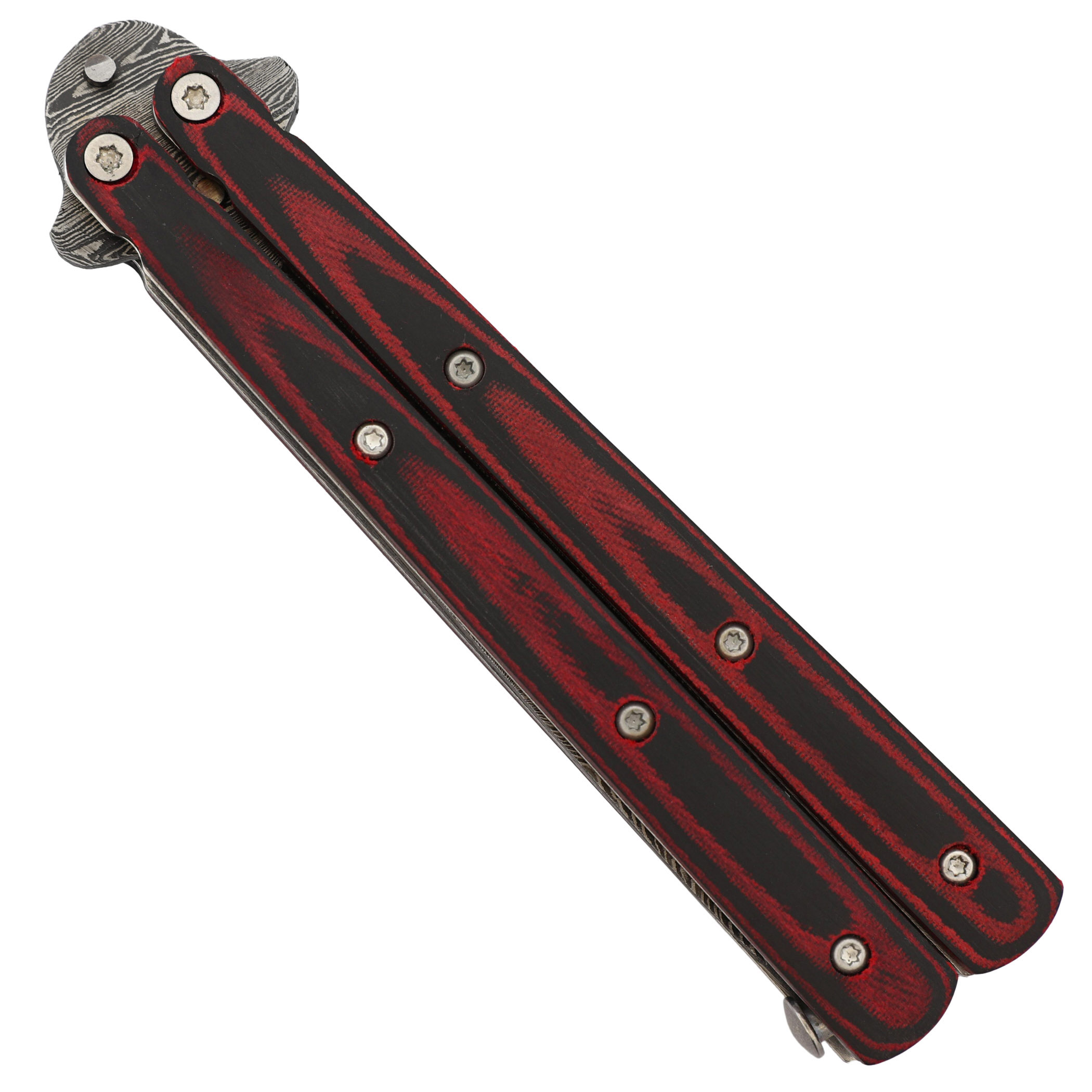 49D2 Micarta Simple Butterfly Red & Black Knife w/ ABS Belt Holster-img-2