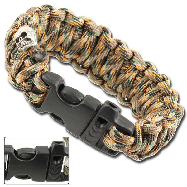 Z909 Skullz Survival Whistle Paracord Bracelet-Autumn Camo-img-0
