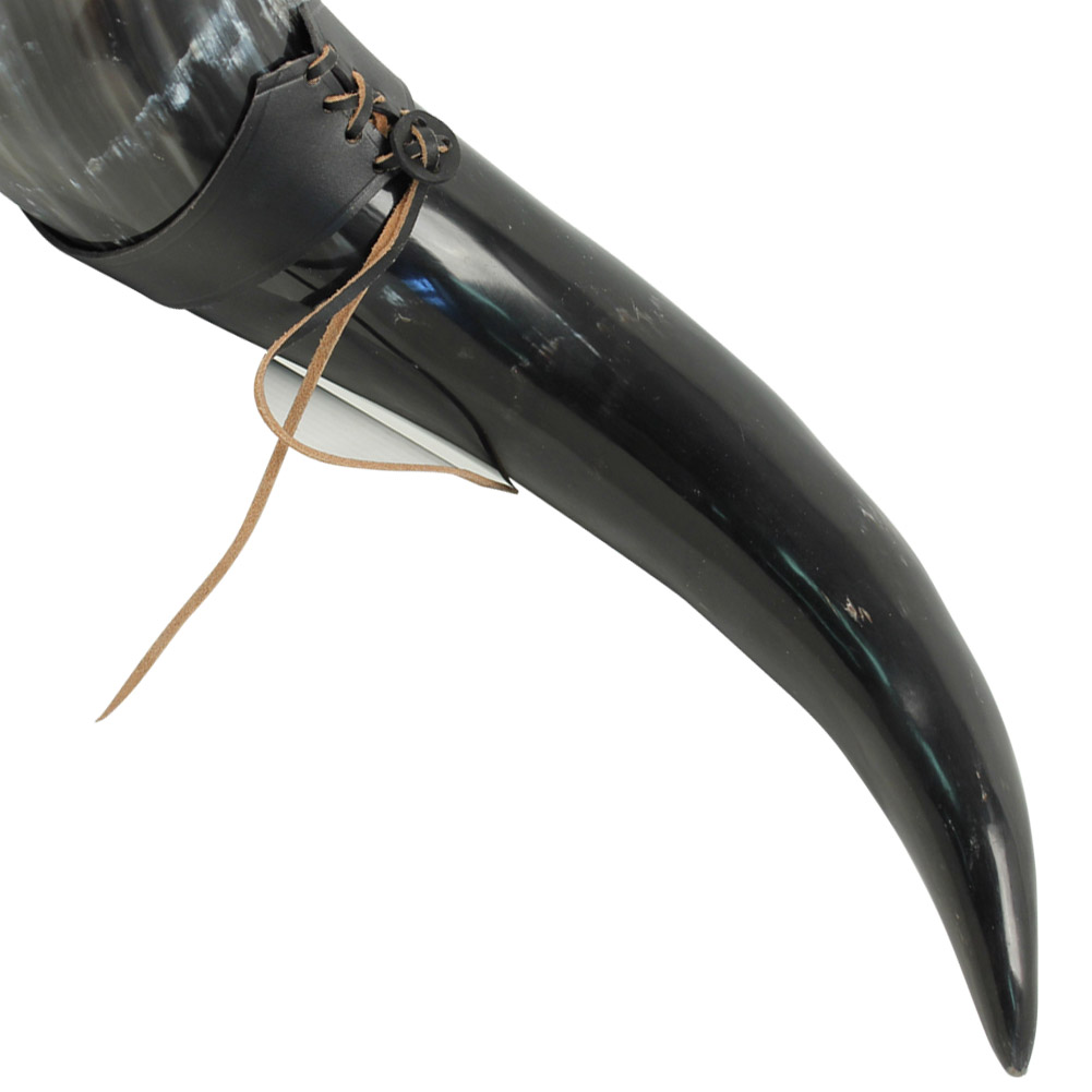 LHBK XL Drinking Horn with Black Leather Belt Frog-img-2