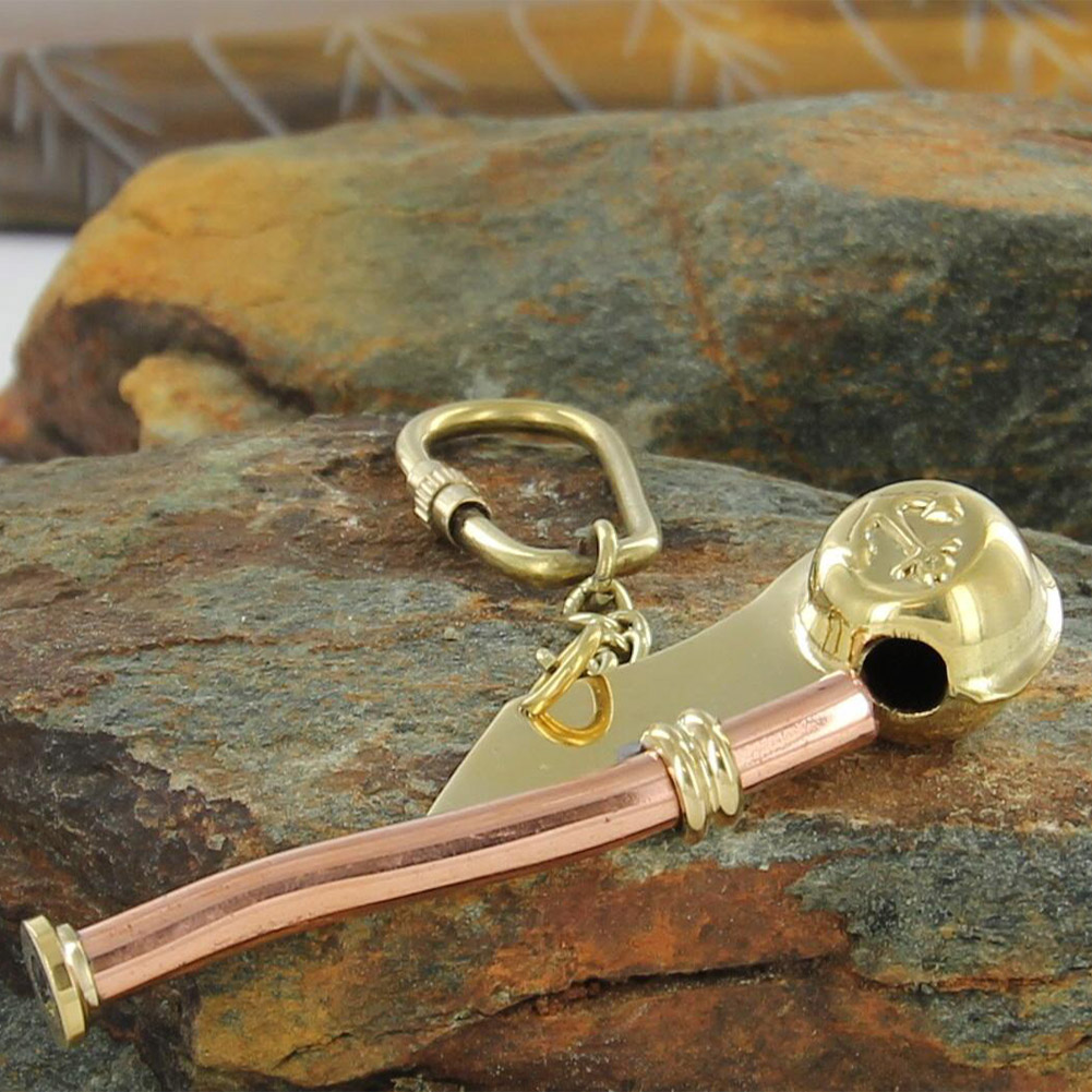 1417 Bosuns Nautical Mariner Whistle Brass Keychain-img-0