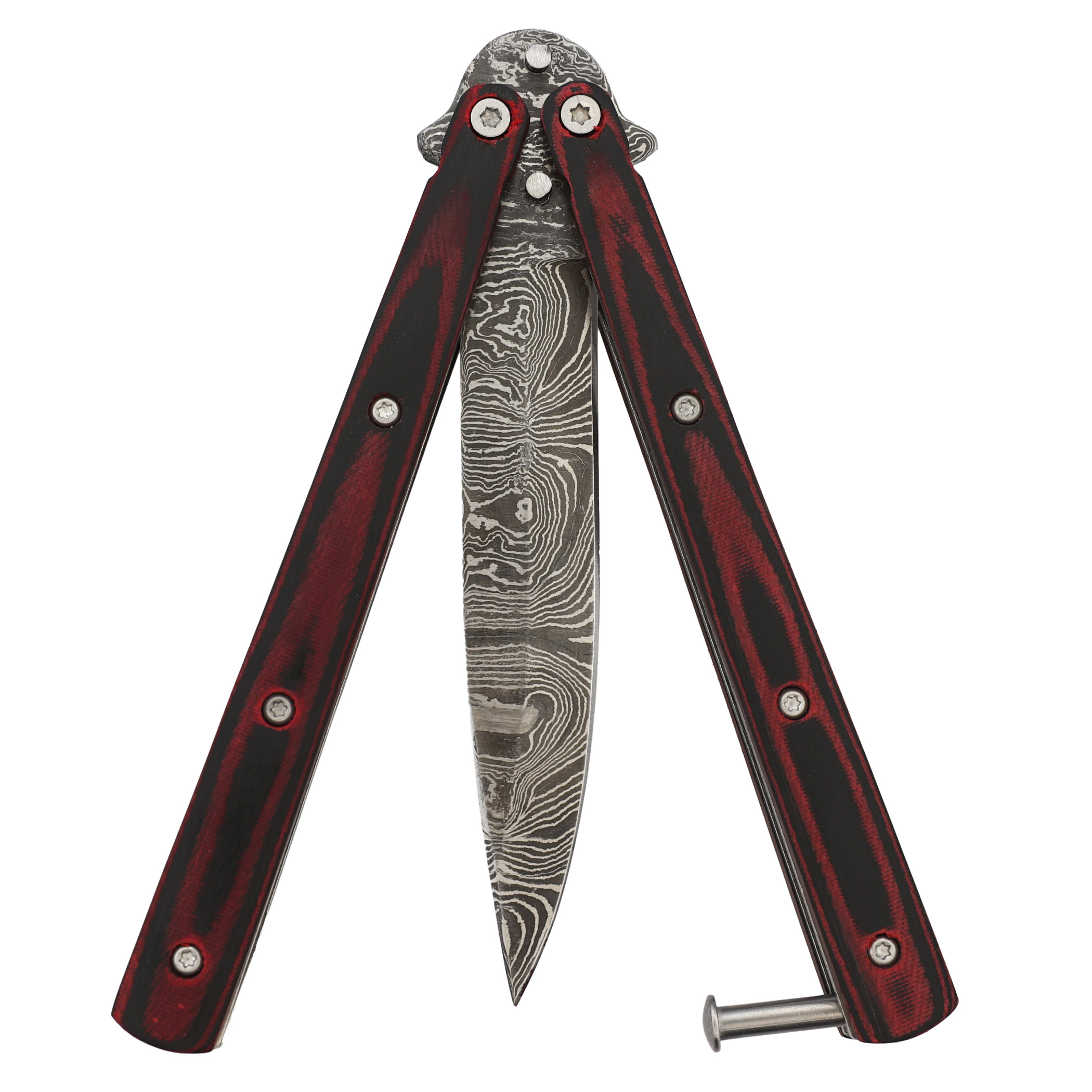 49D1 Micarta Simple Butterfly Red & Black Knife w/ ABS Belt Holster-img-2