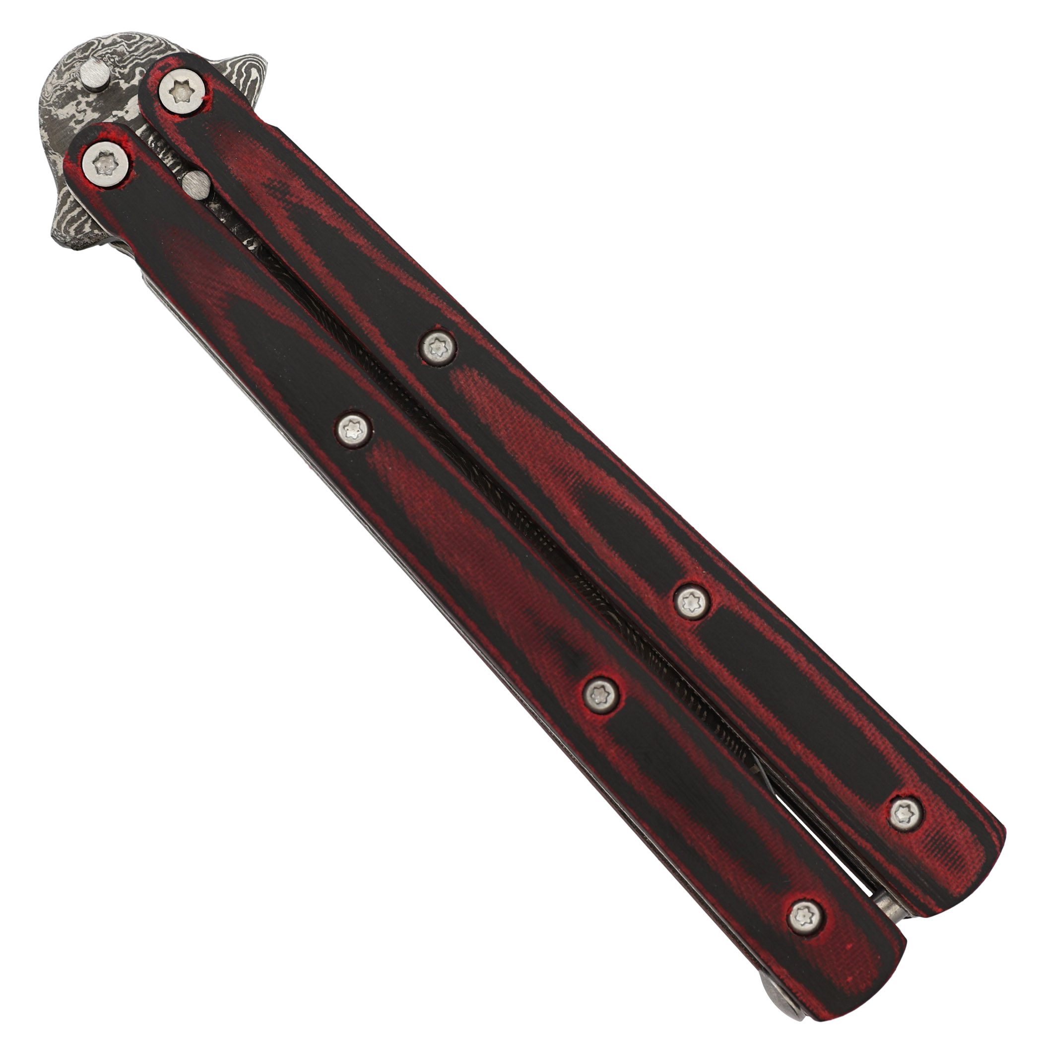 49D1 Micarta Simple Butterfly Red & Black Knife w/ ABS Belt Holster-img-3