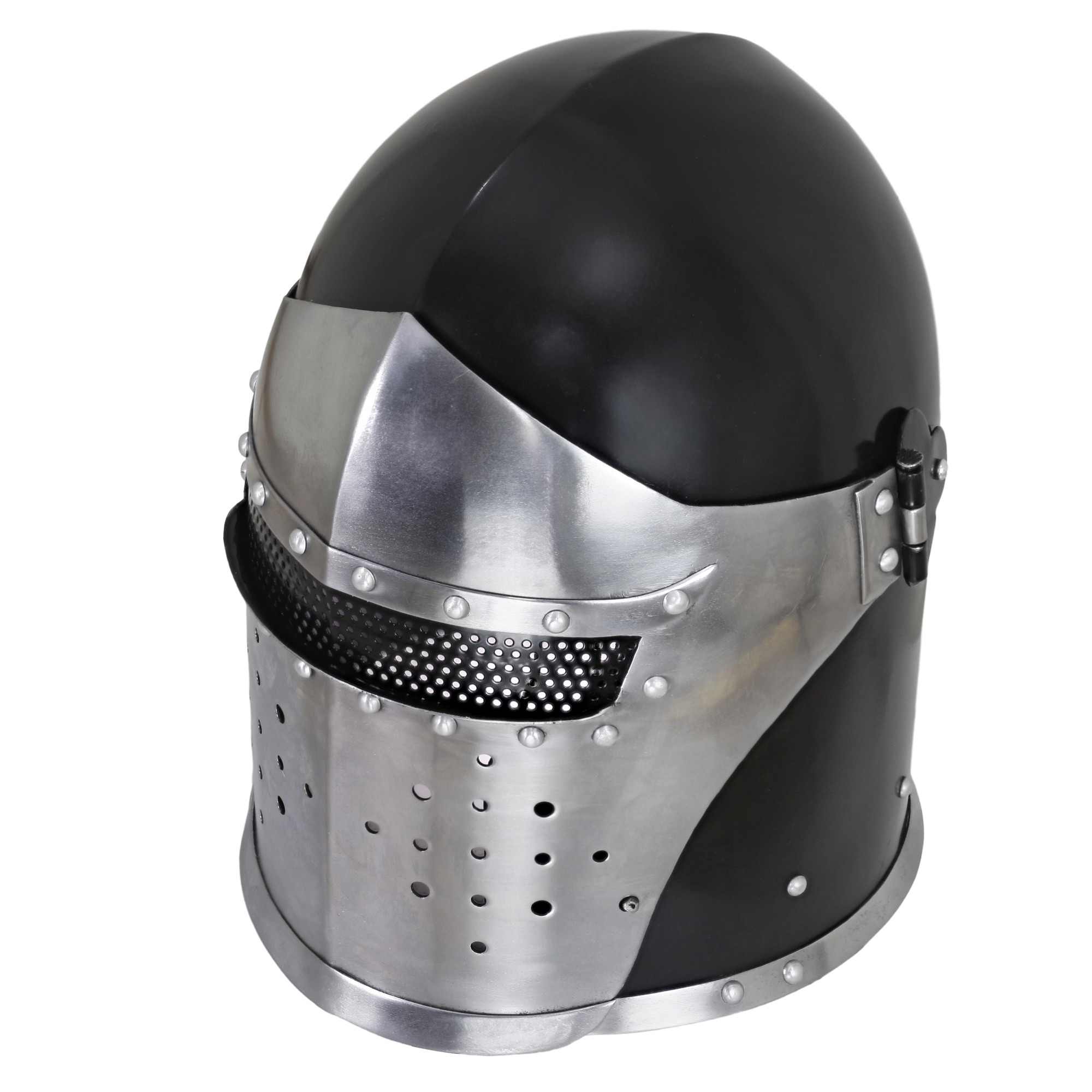 2279 Stronghold Under Siege Forg 16G Steel DualTone Visored Barbuta Helmet-img-3