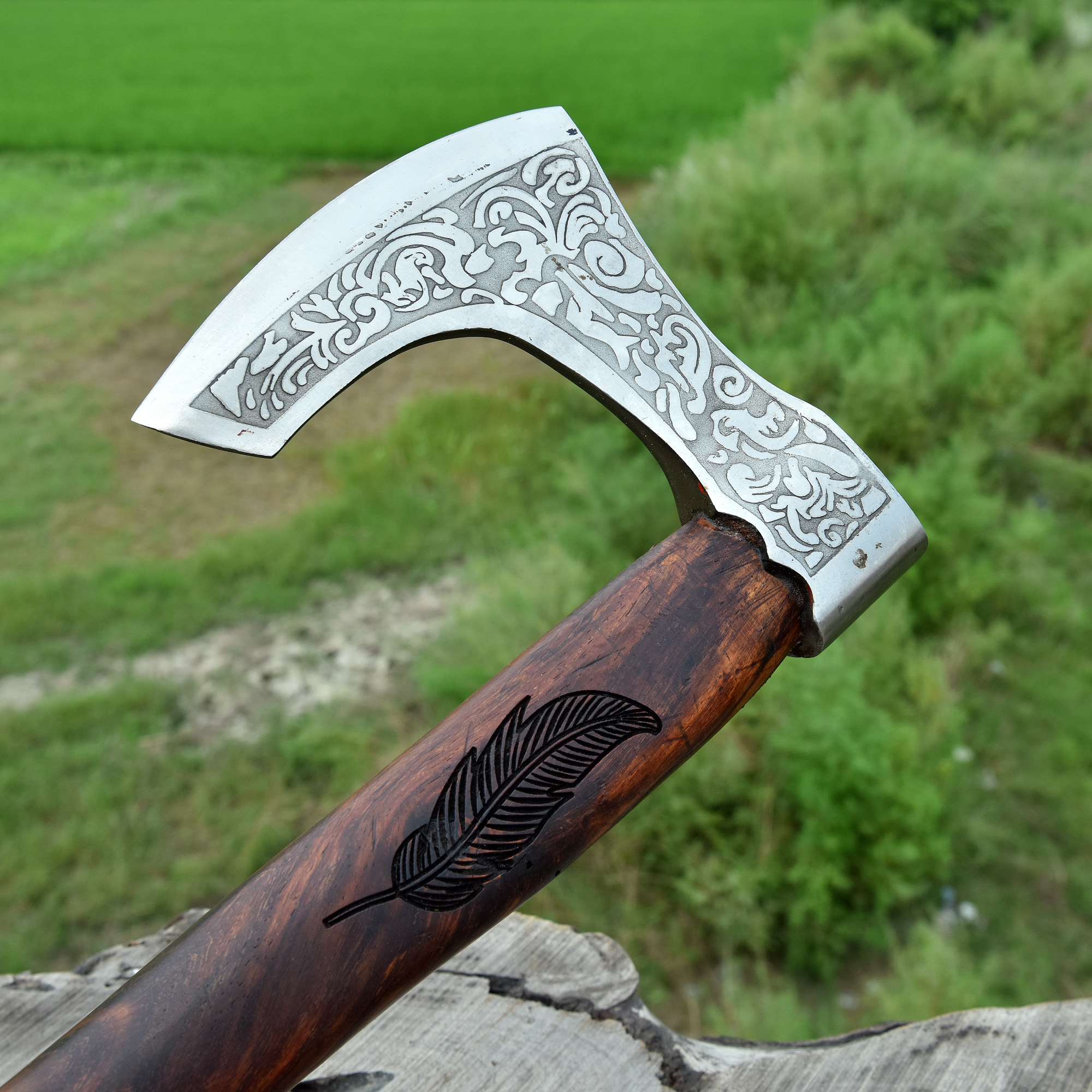 2240 Ancient Traditions Medieval Viking Bearded Battle Axe | Feather ...