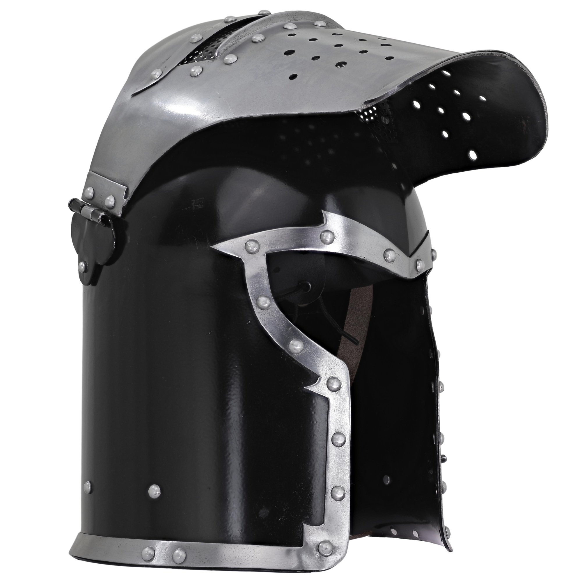 2279 Stronghold Under Siege Forg 16G Steel DualTone Visored Barbuta Helmet-img-1