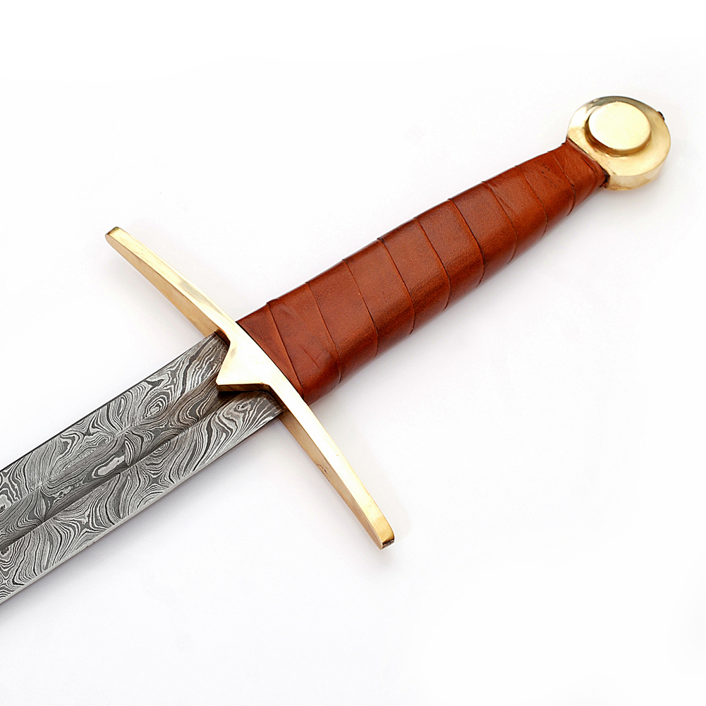 2186 Full Tang Wolfskin Raider Damascus Steel Viking Sword-img-0
