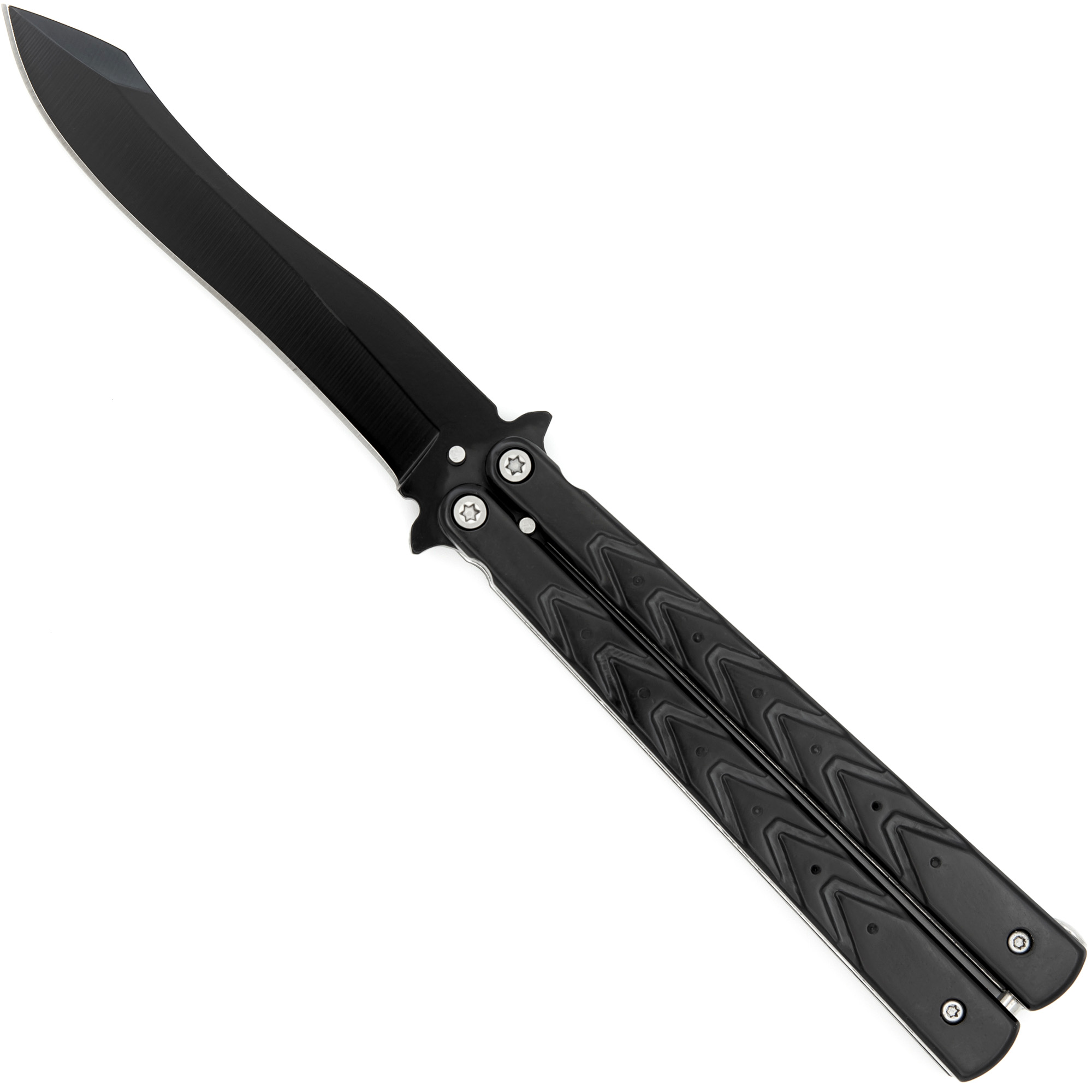BS47 Black Butterfly Balisong Knife with Hard ABS Sheath | Spey Point Blade-img-0
