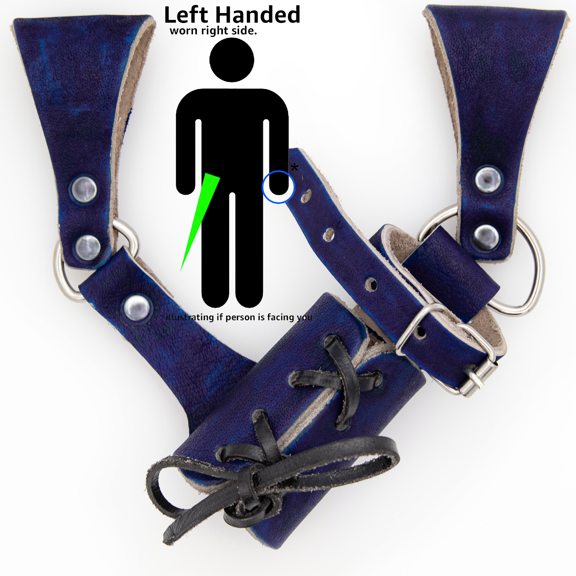 BLUE Left-Handed Universal Adjustable Bovine Leather Sword Frog | Blue-img-0
