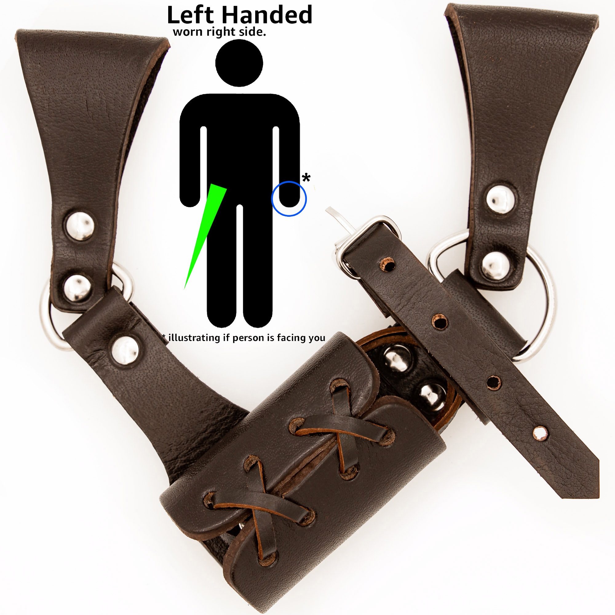 8LBR Left-Handed Universal Adjustable Bovine Leather Sword Frog | Brown-img-0