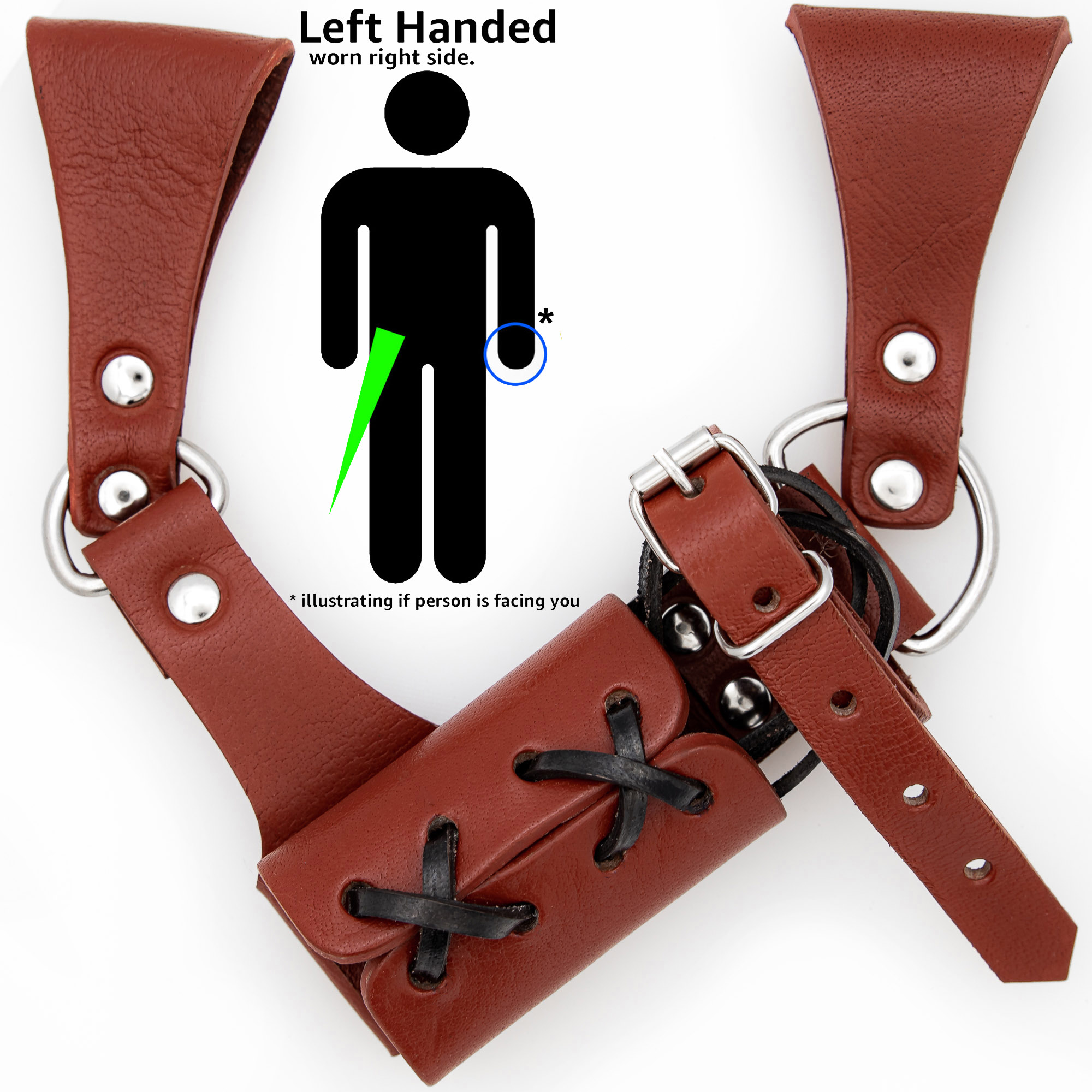 08LM Left-Handed Universal Adjustable Bovine Leather Sword Frog | Maroon-img-0