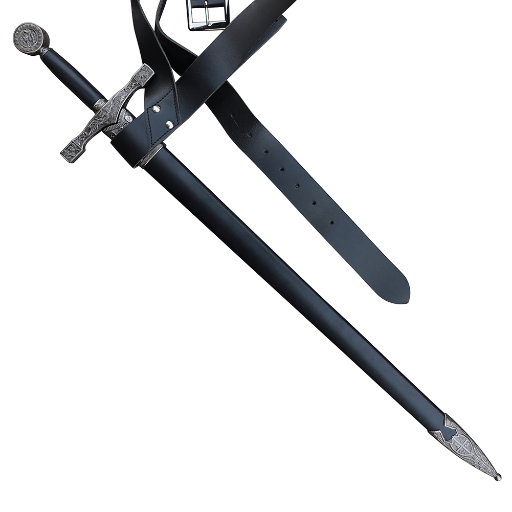 0822 Honorable Swordsmen Genuine Black Leather Adjustable Baldric Belt-img-1