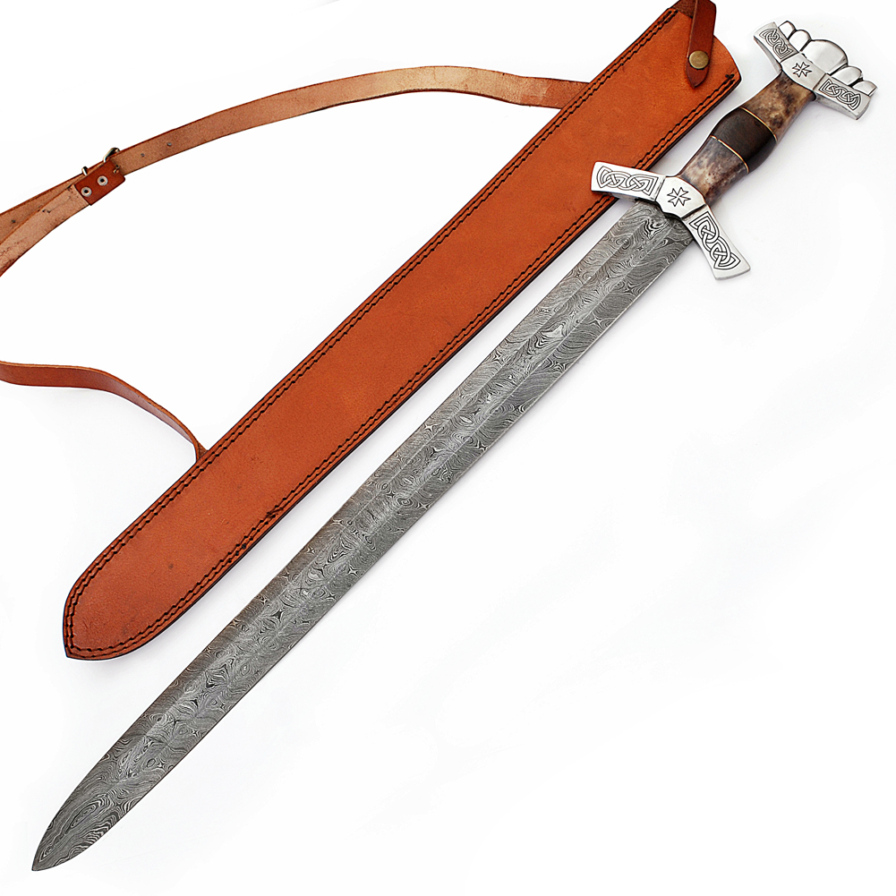 03DM Full Tang Valhalla Rising Damascus Steel Sword-img-1