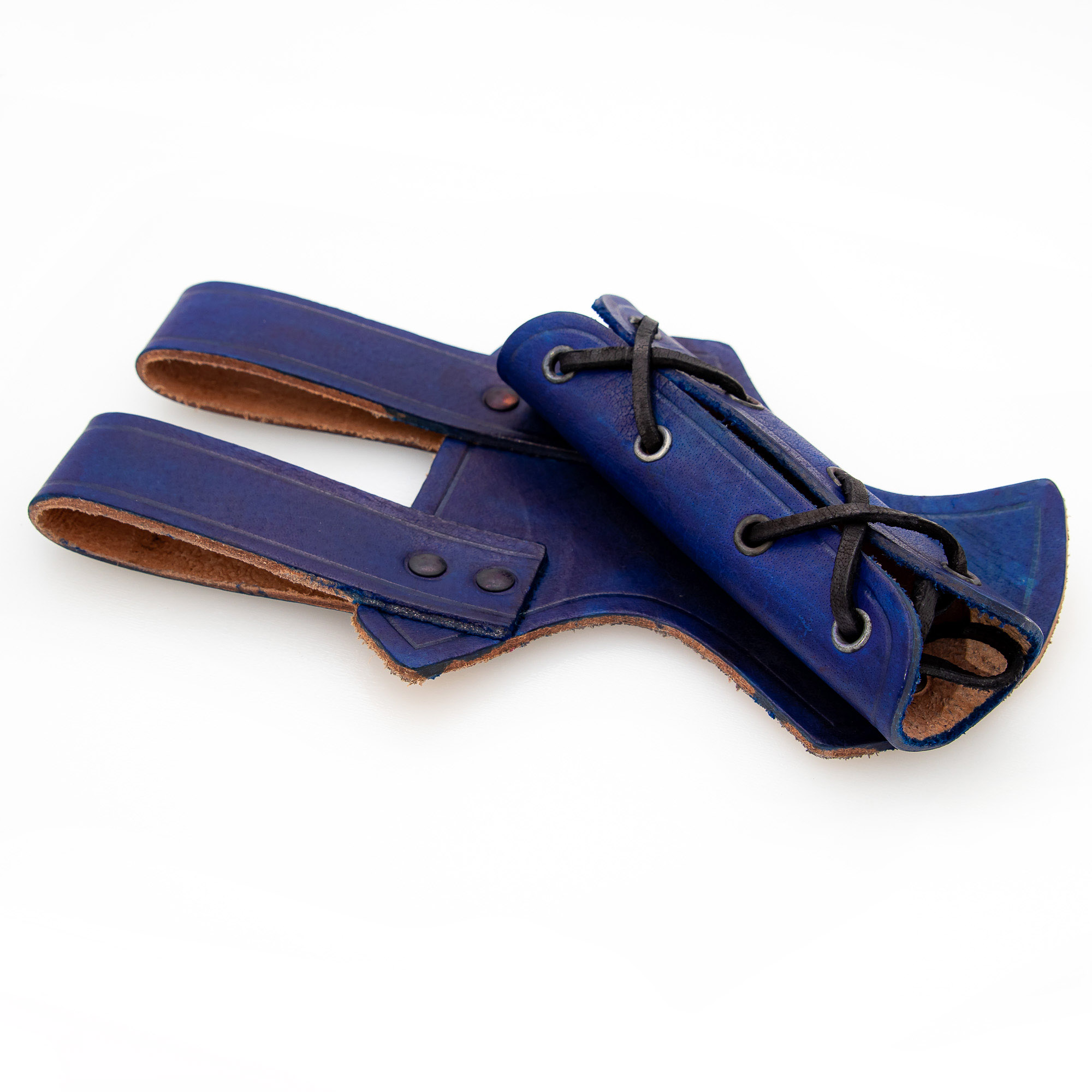 BLUE Left-Handed Nottingham Universal Genuin Leather Dagger Sword Frog Blue-img-1