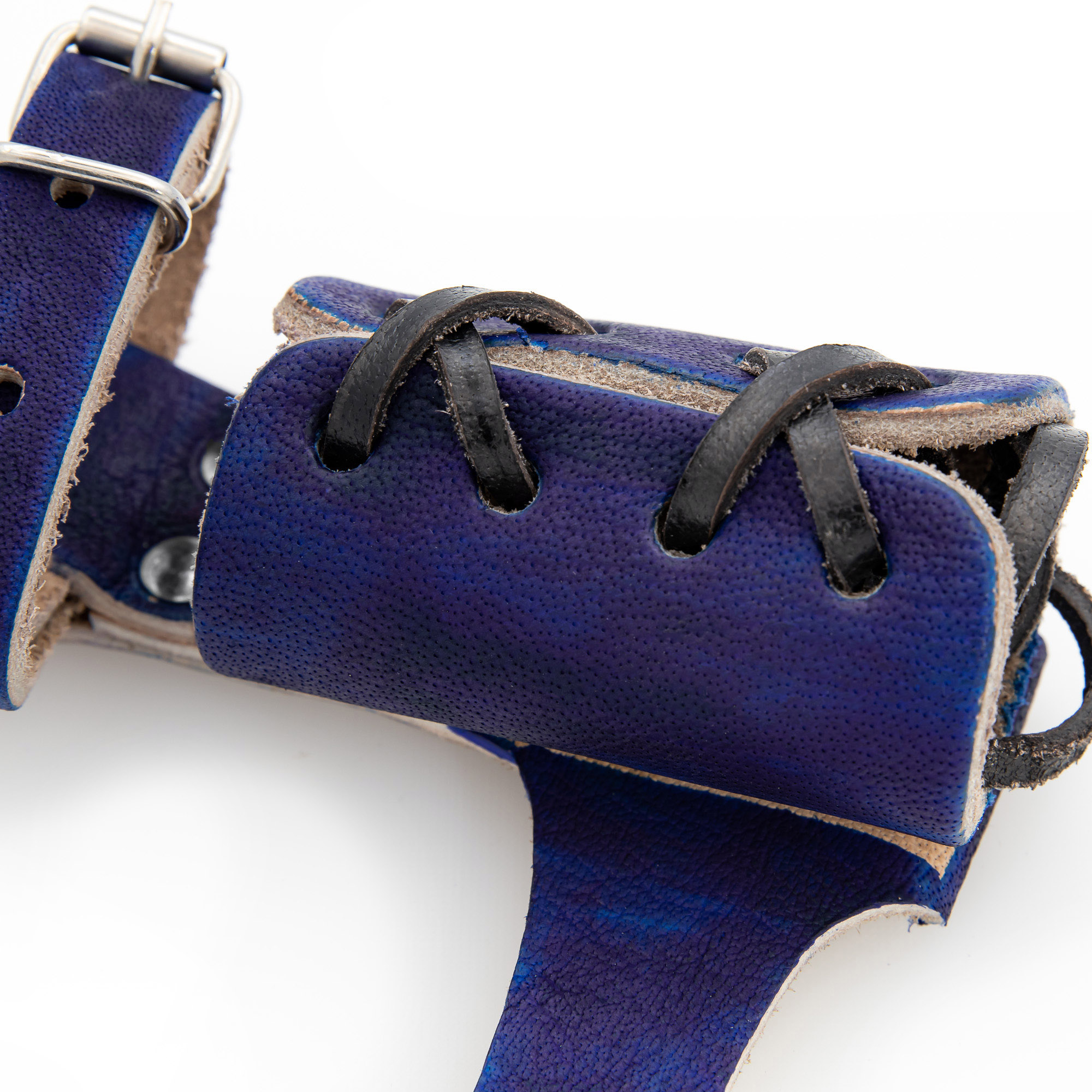 BLUE Left-Handed Universal Adjustable Bovine Leather Sword Frog | Blue-img-2