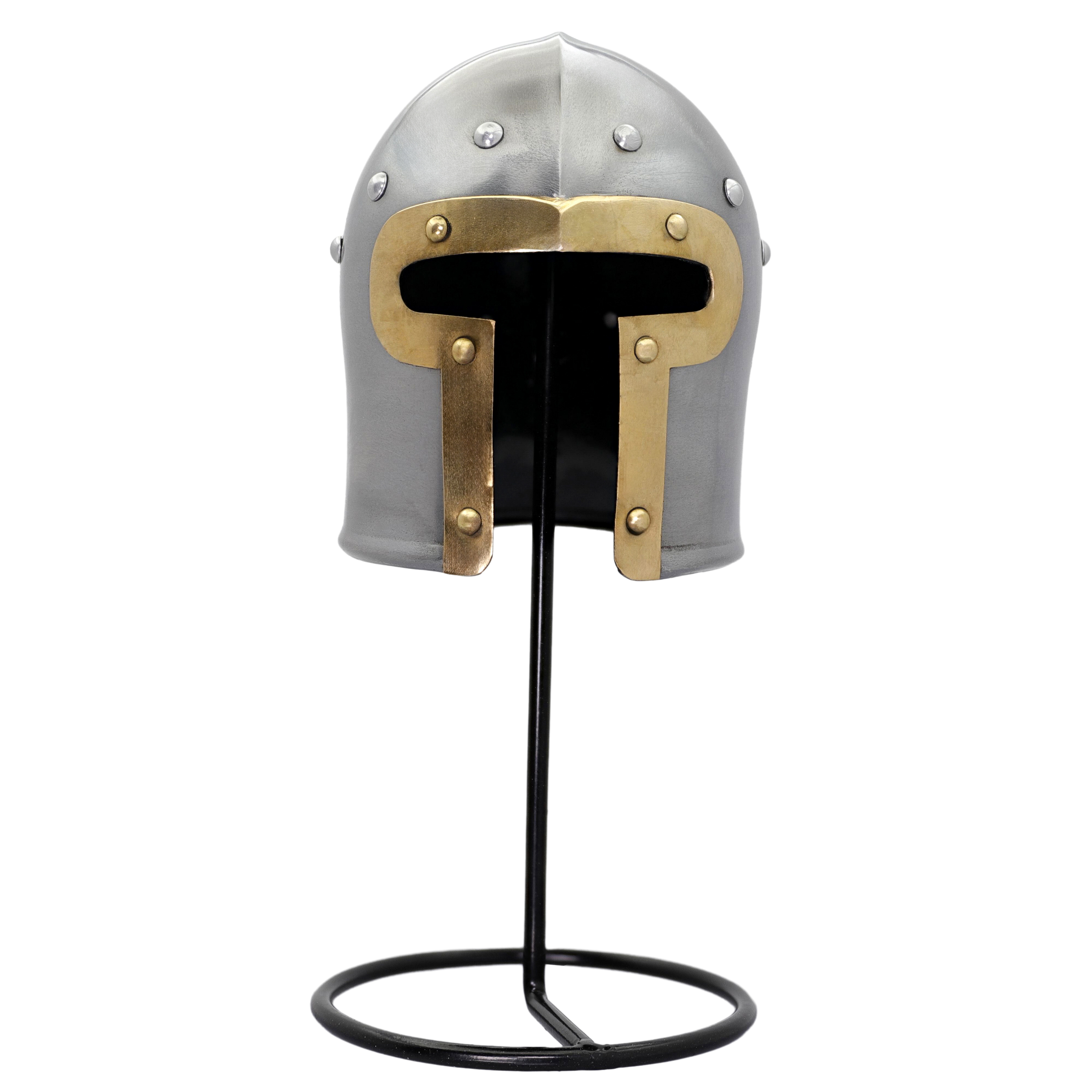 6093 Warriorâ€™s Narration Miniature 20G Steel Barbuta Barbute Helmet-img-0