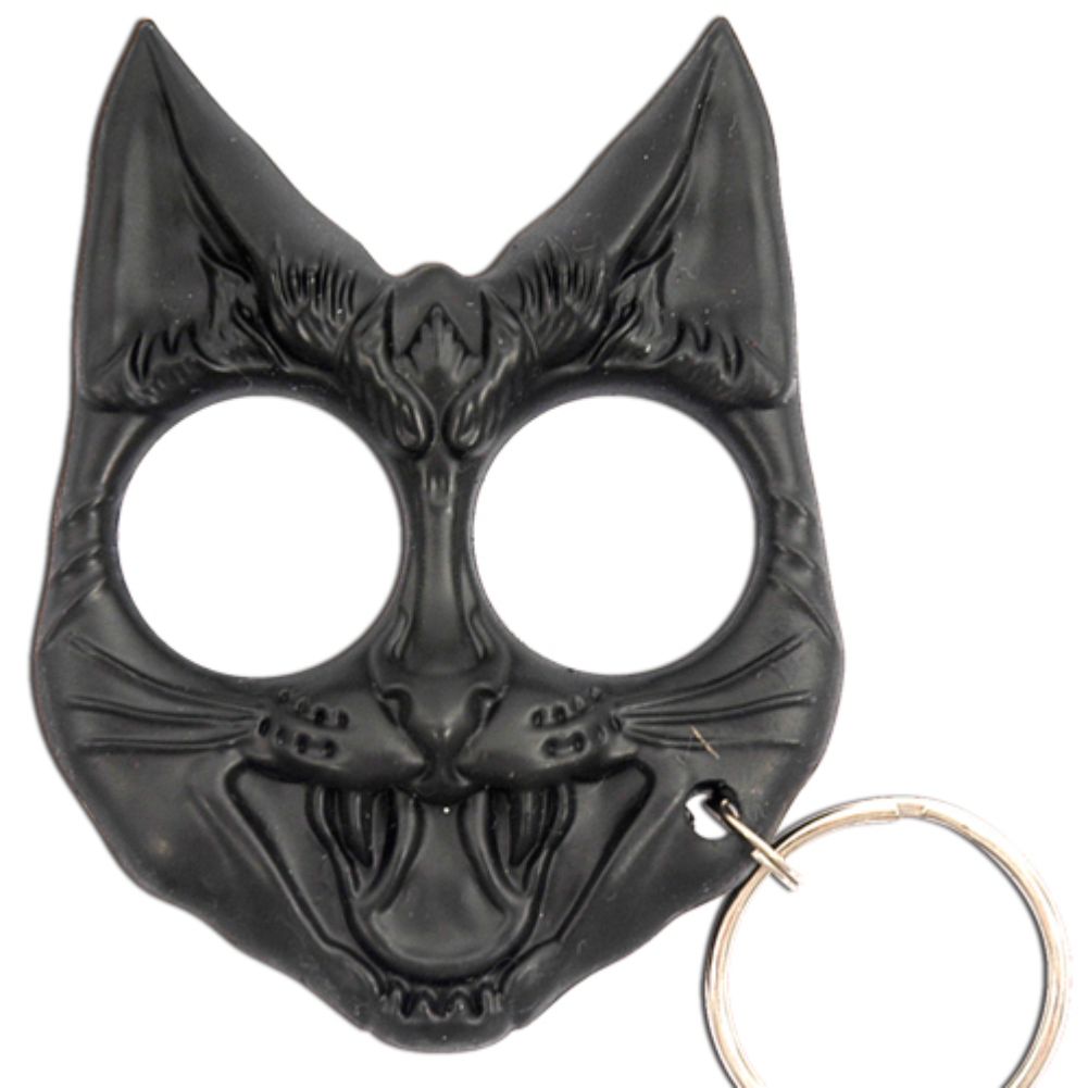 14BK Self Defense Evil Cat Keychain Black-img-0