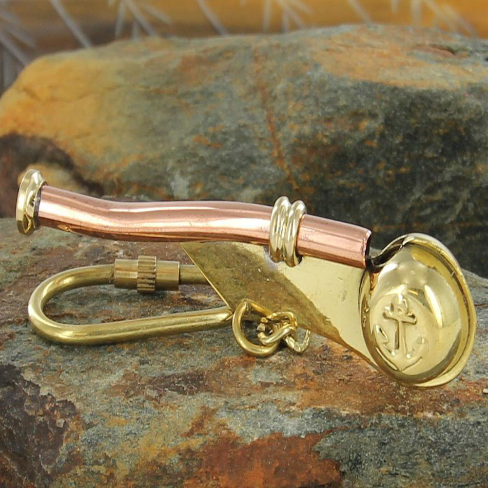 1417 Bosuns Nautical Mariner Whistle Brass Keychain-img-2